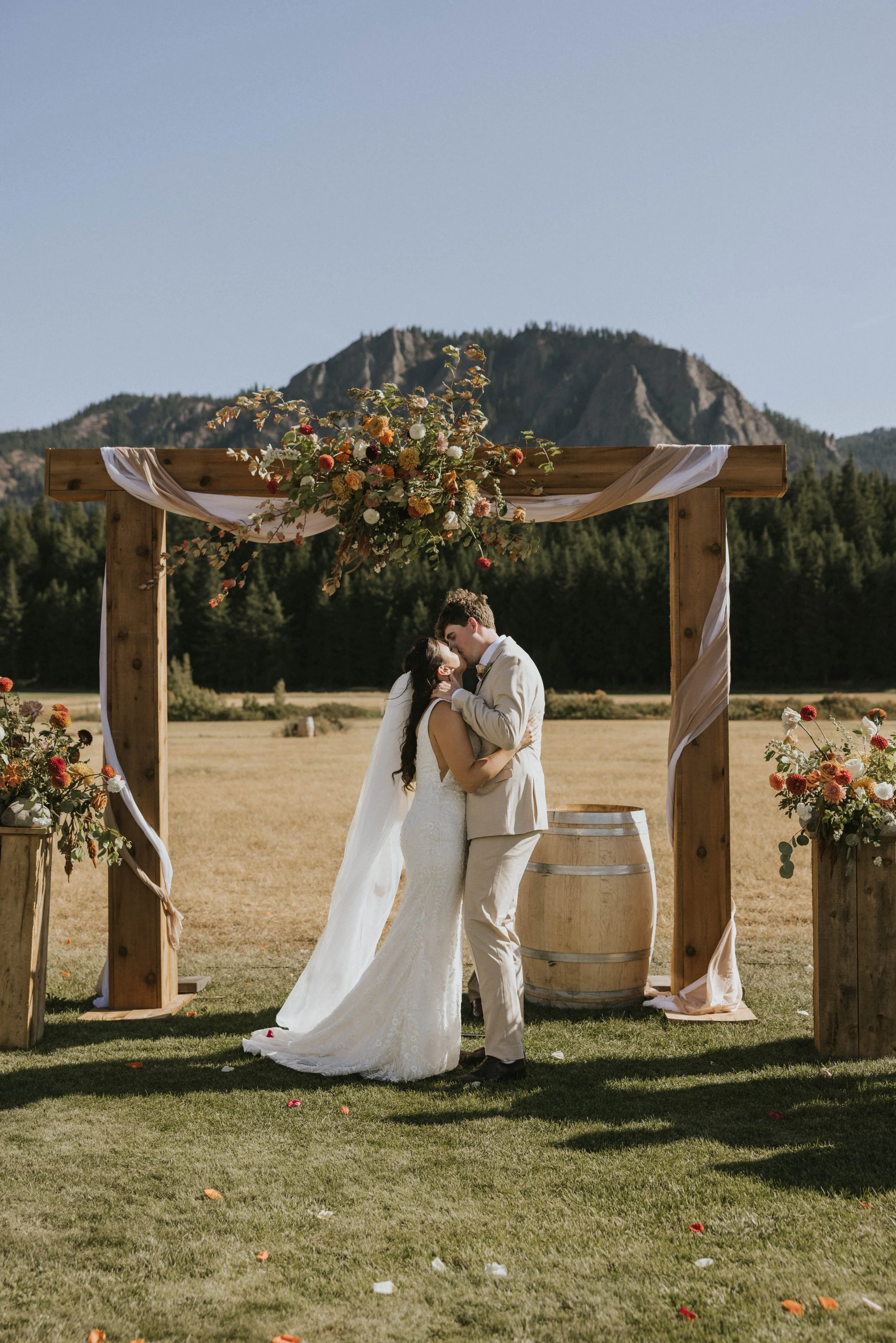 Fall wedding floral arbor 
