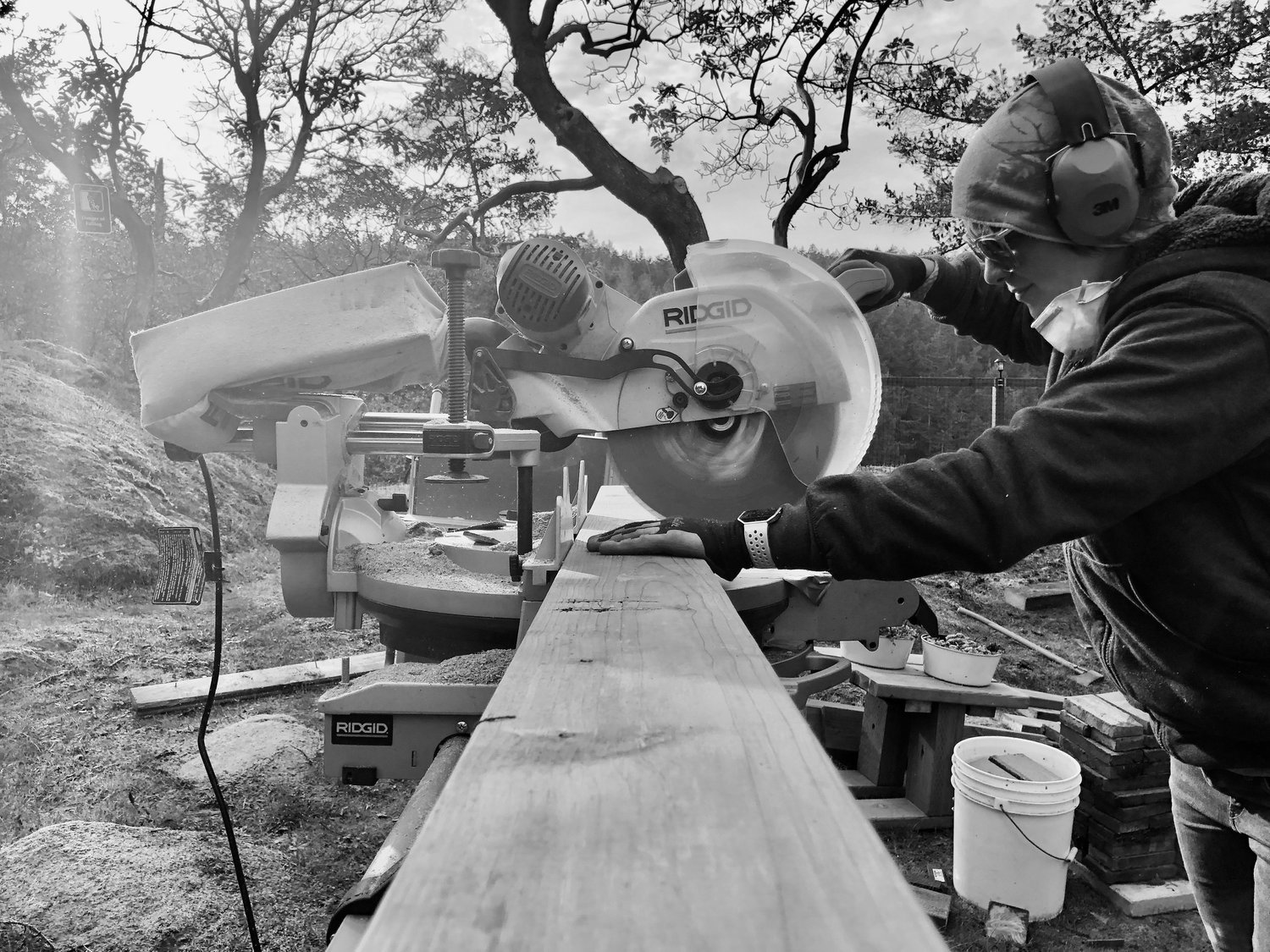 Finish carpentry on a job site