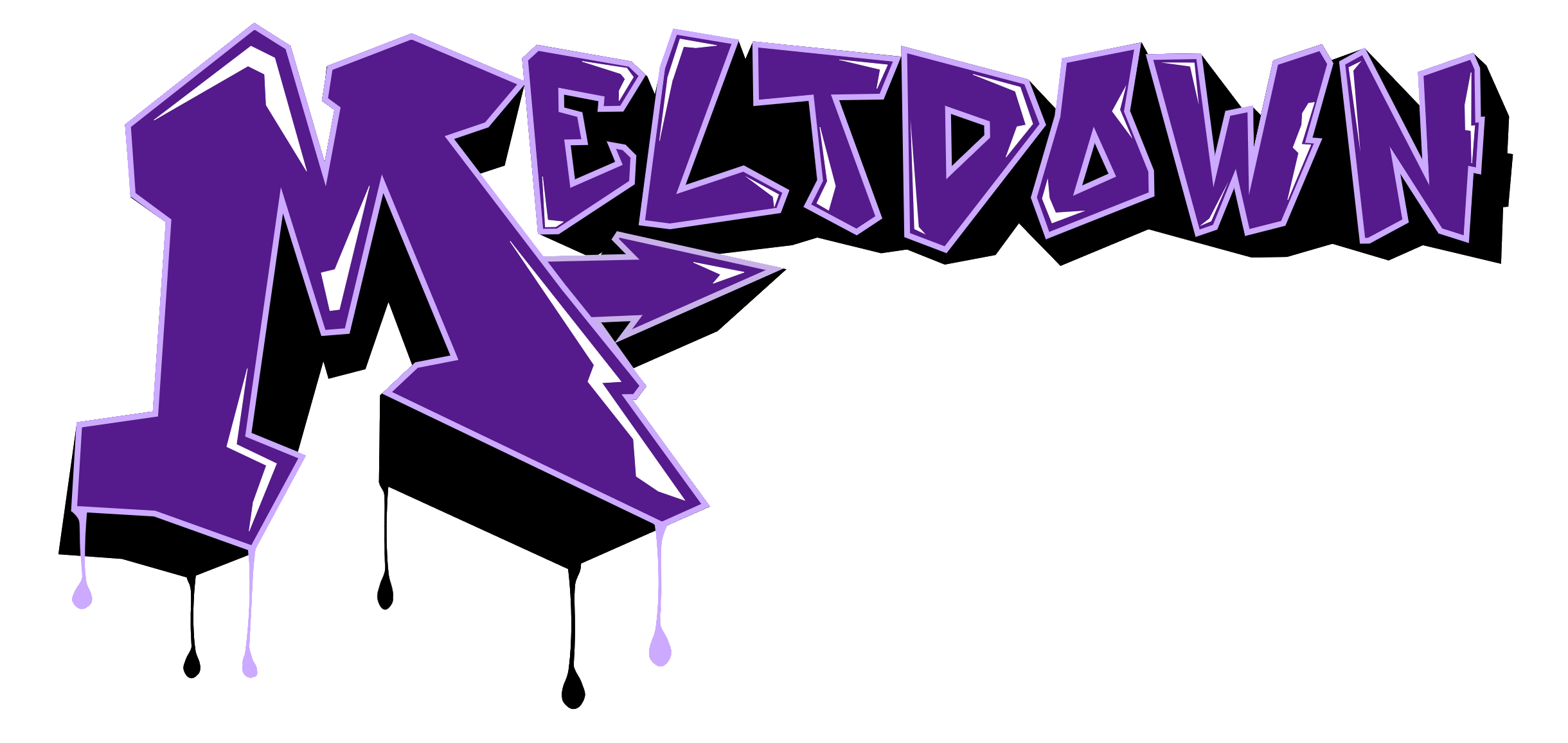 'Meltdown' purple graffiti logo
