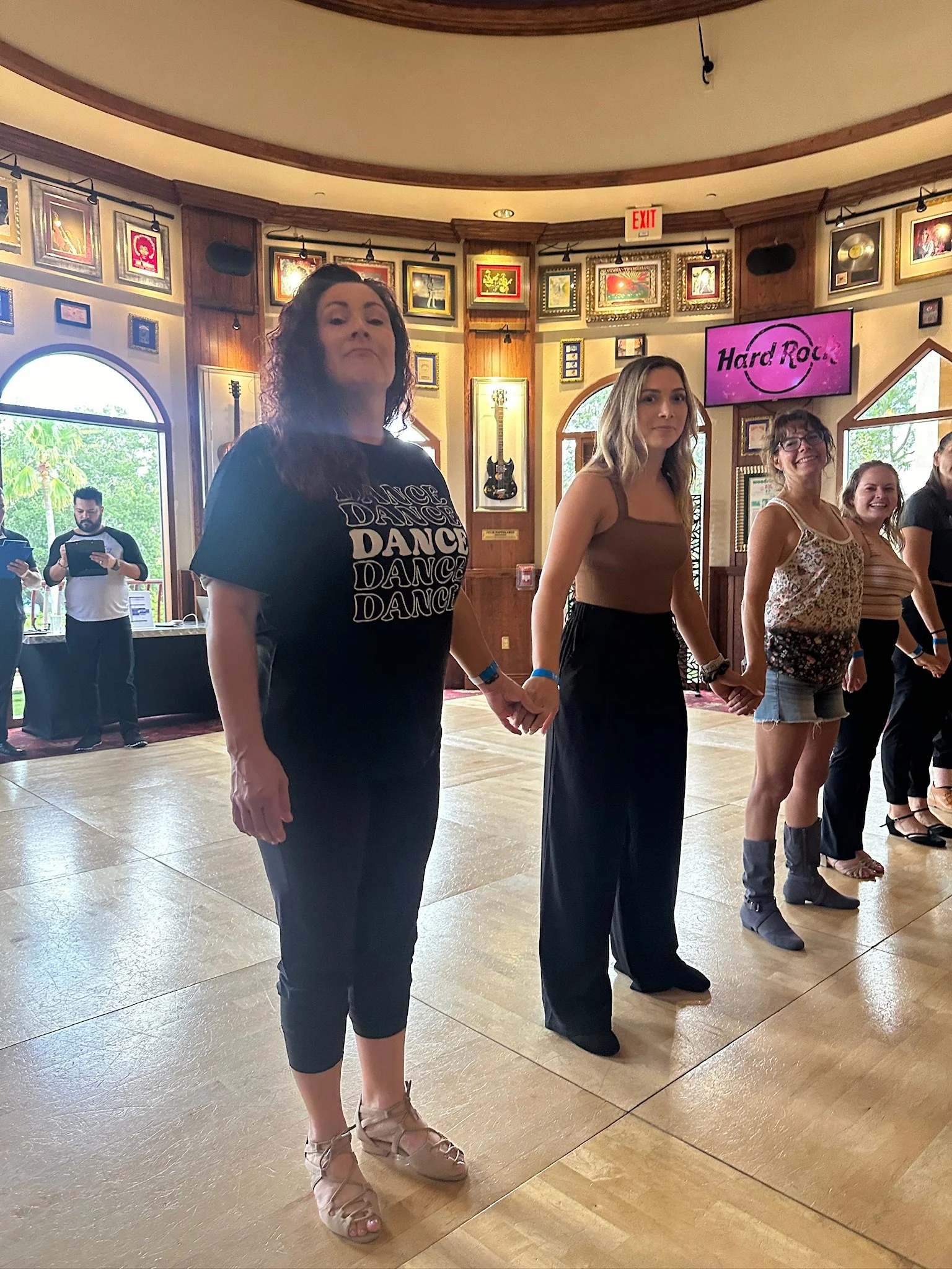 Auditioners in line before dancing