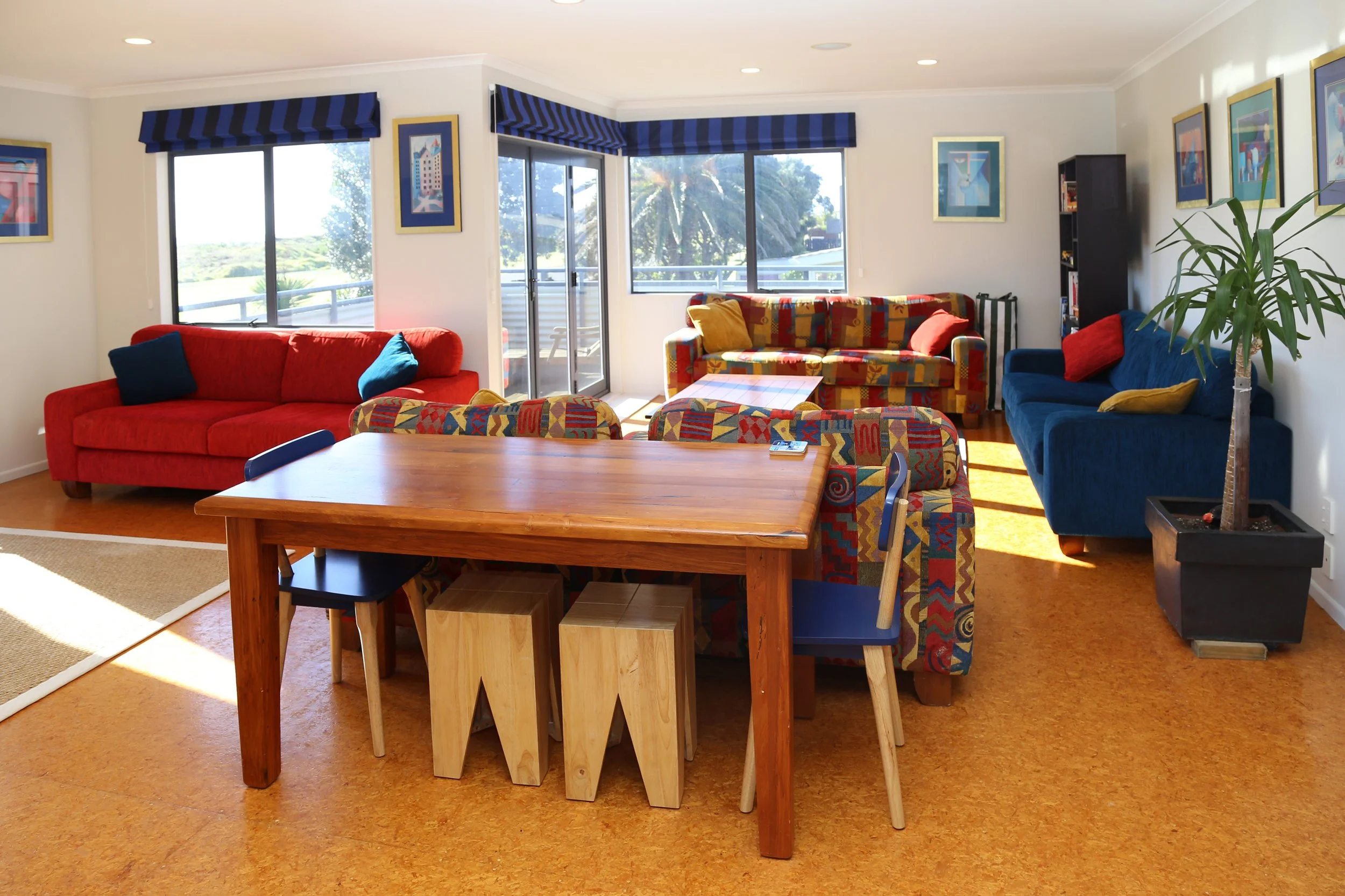 Open plan dining - living area upstairs