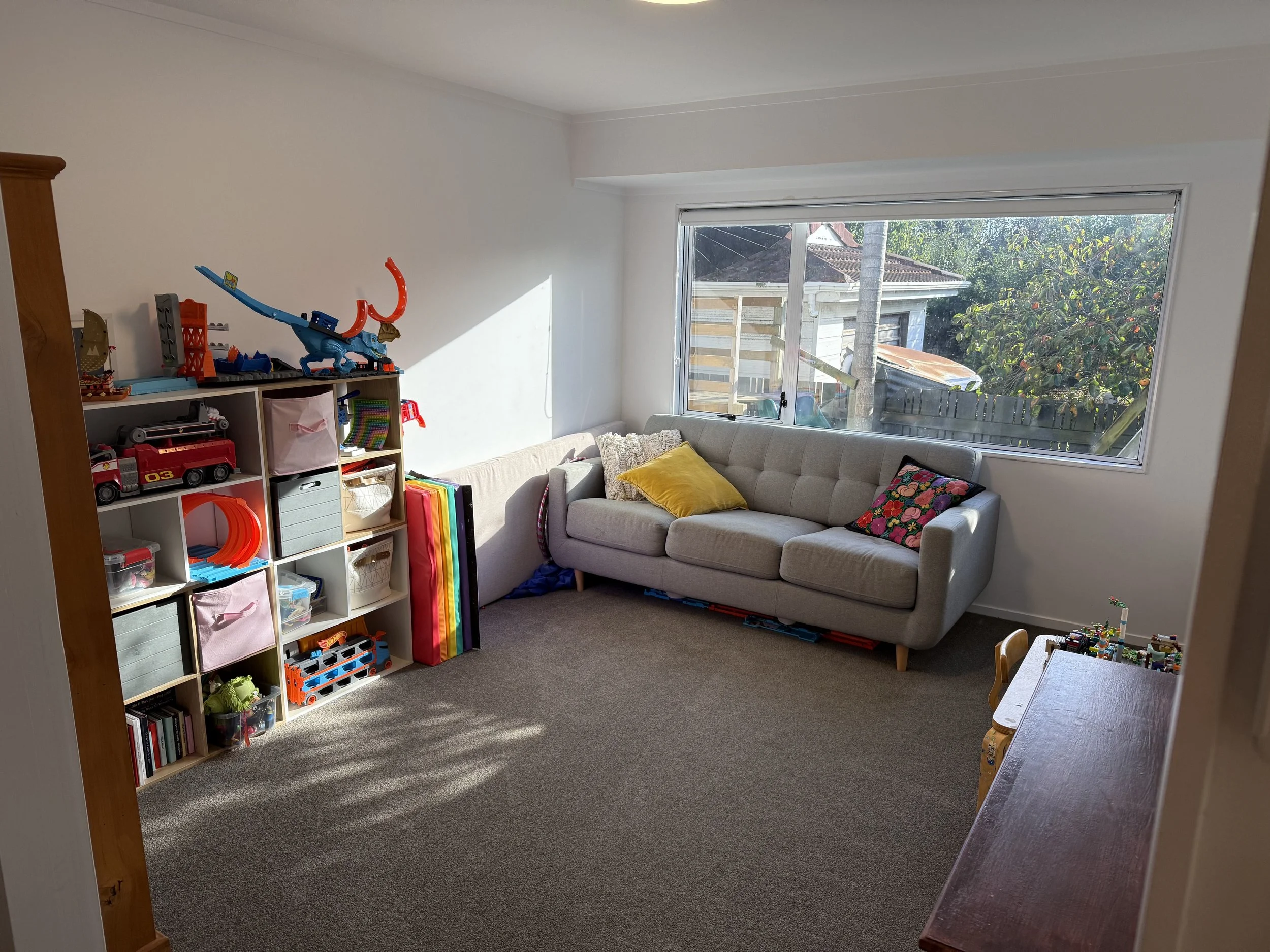 Family room downstairs with sofabed