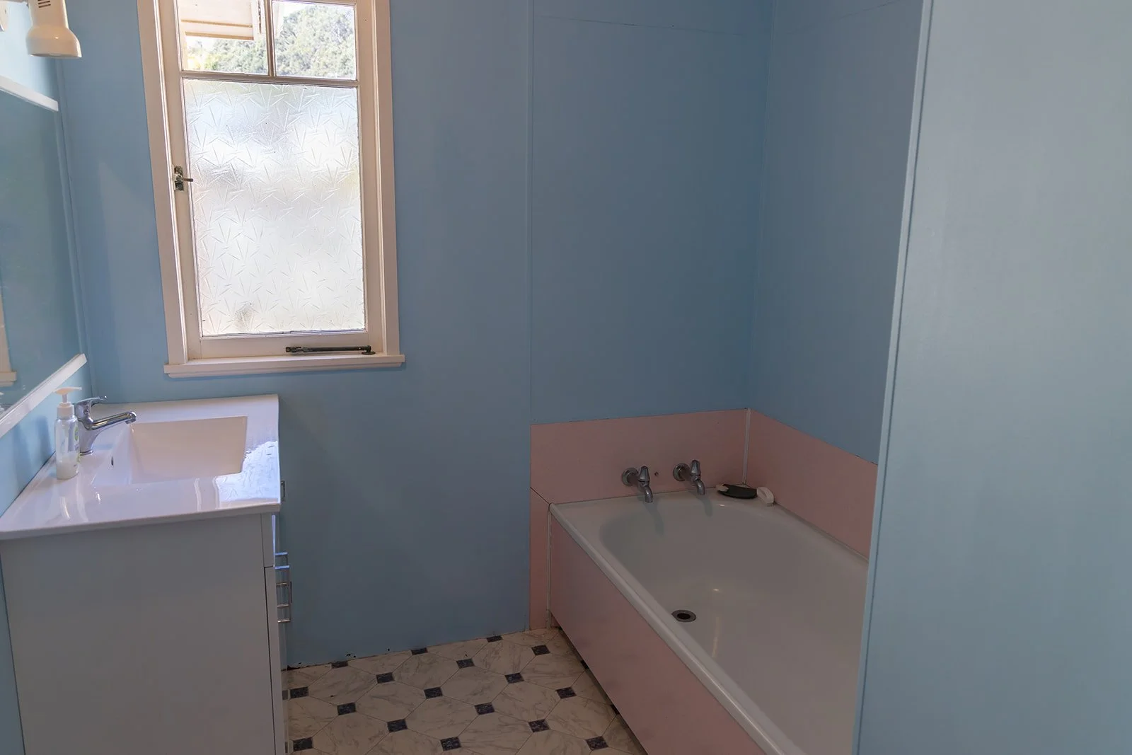 bathroom with bath, basin & shower