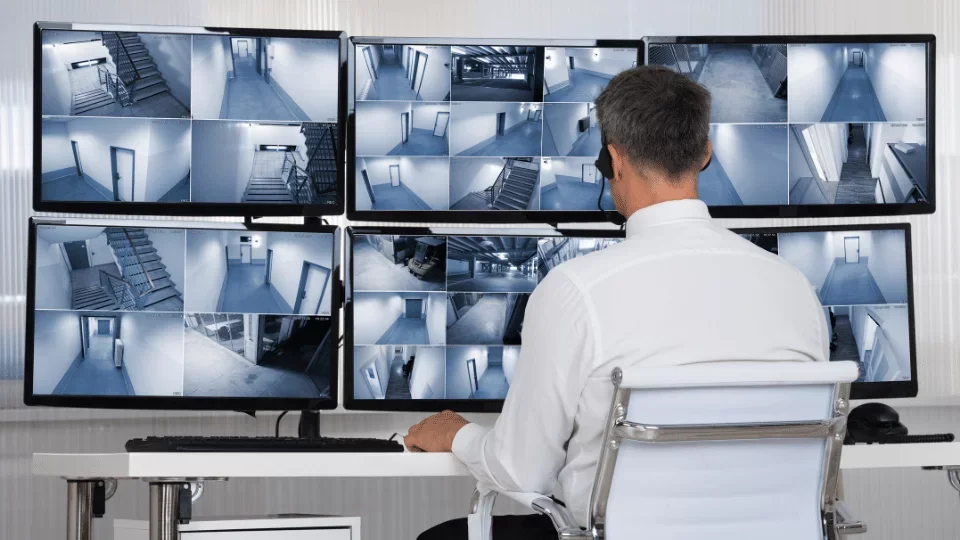 Live agent looking at video monitor