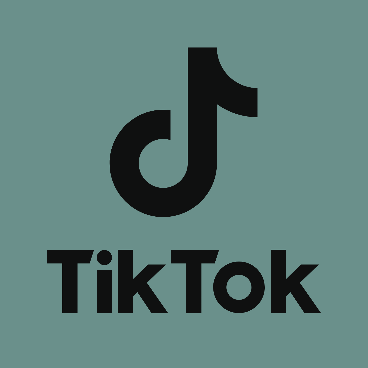 TikTok logo on a teal background.