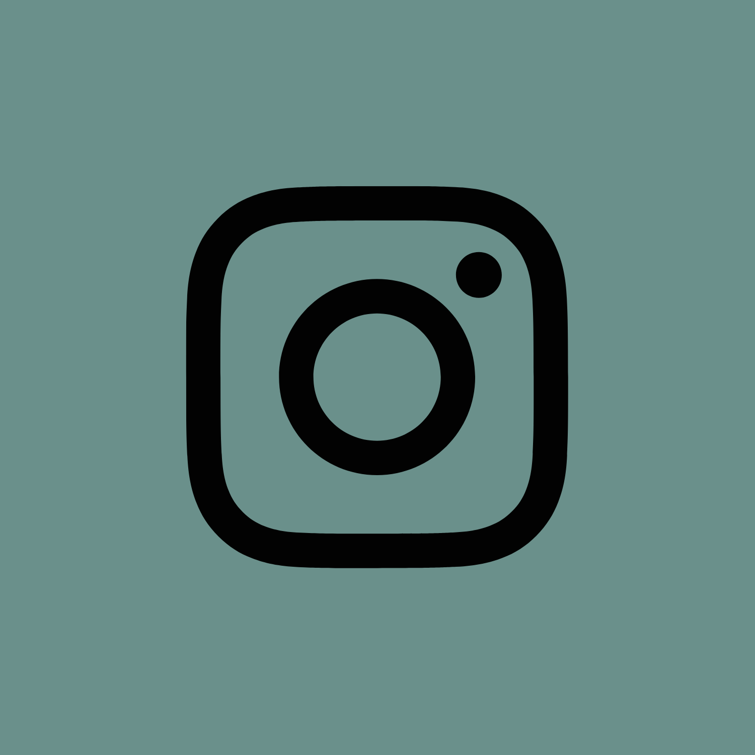 Icon of a camera in black outline on a muted teal background.
