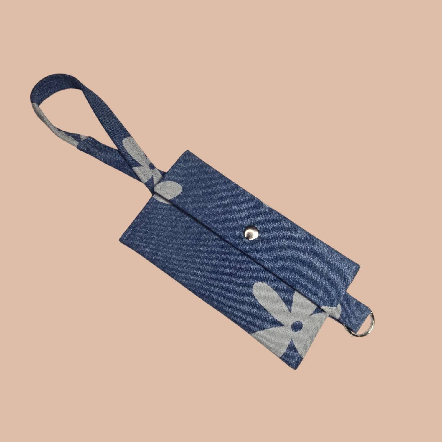 Cell Phone Wristlet - Denim Flowers