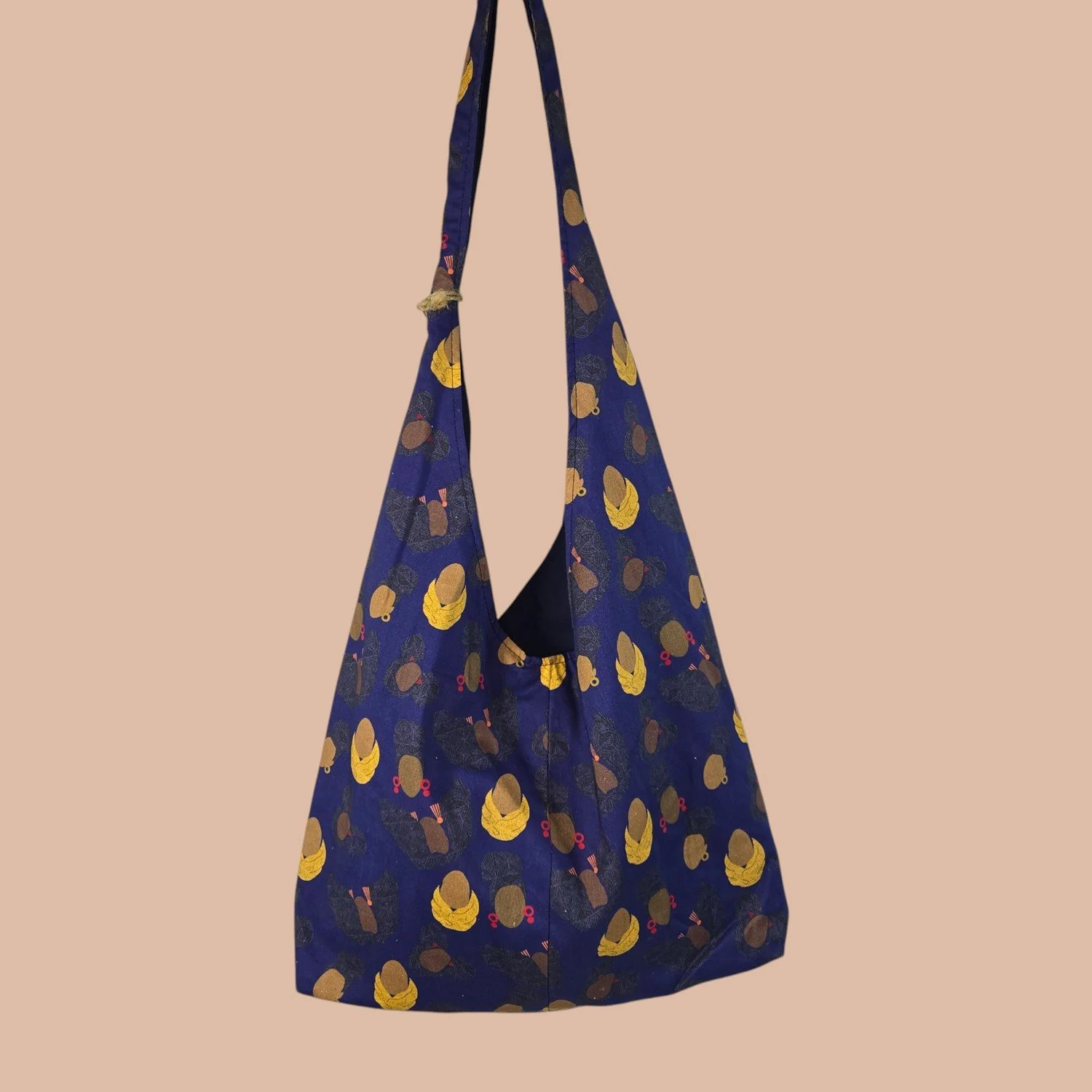 Hobo Shoulder Bag - African Print- Blue/ Women
