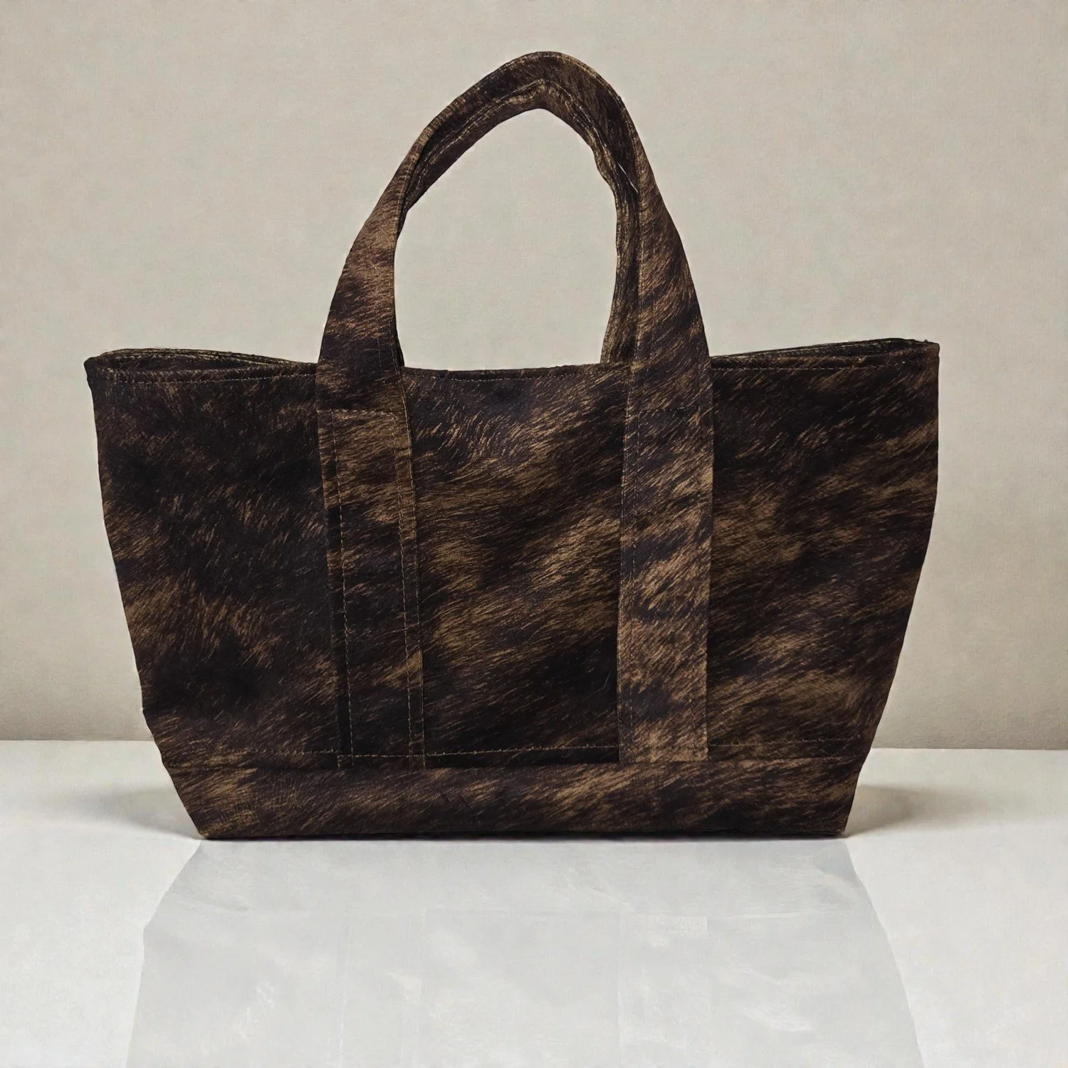 Tote Bag/ Handbag - Brown/Black Marbeling