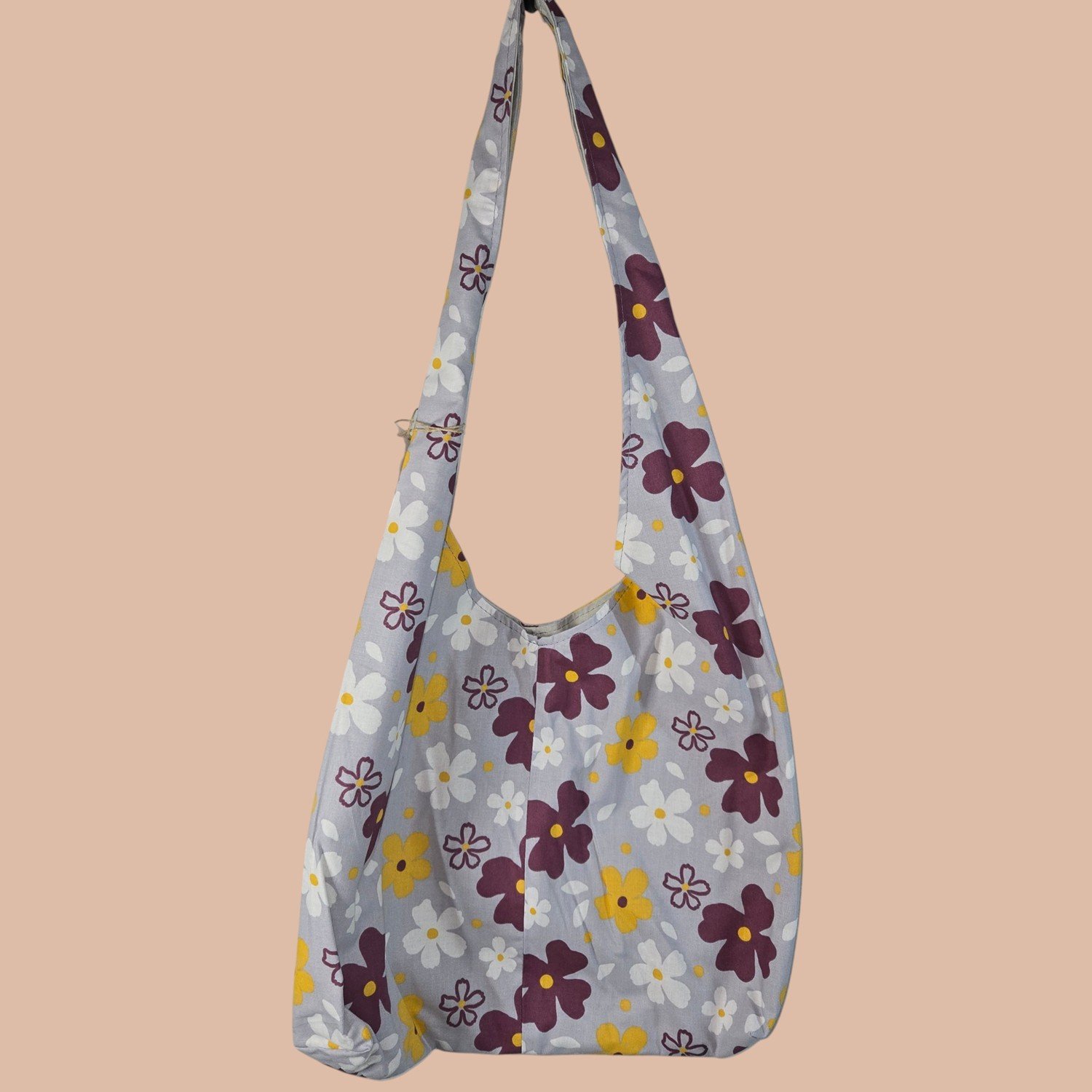 Hobo Should Bag - Gray with flowers