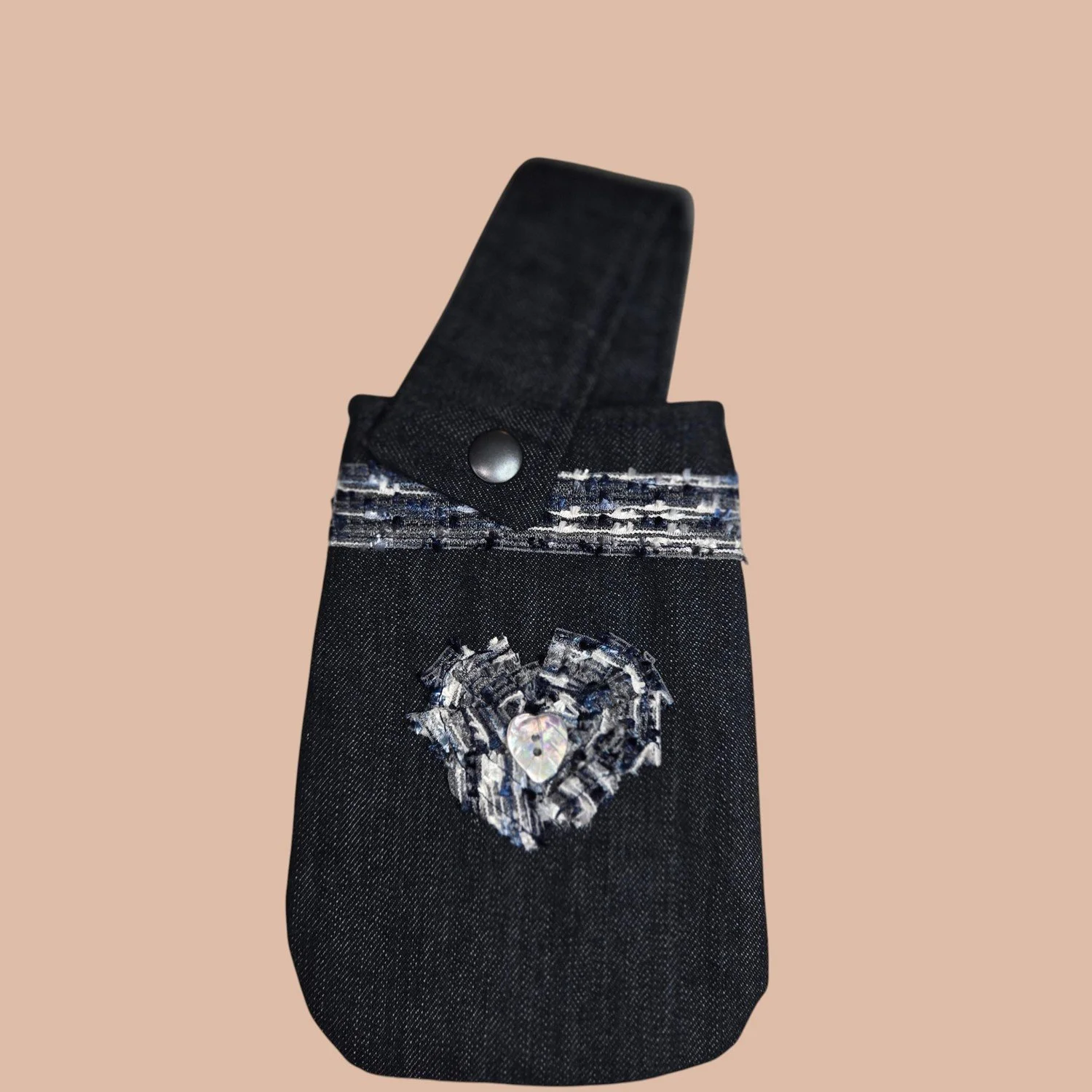 Belt Strap Cell Phone Bag - Blue Denim - Round Bottom