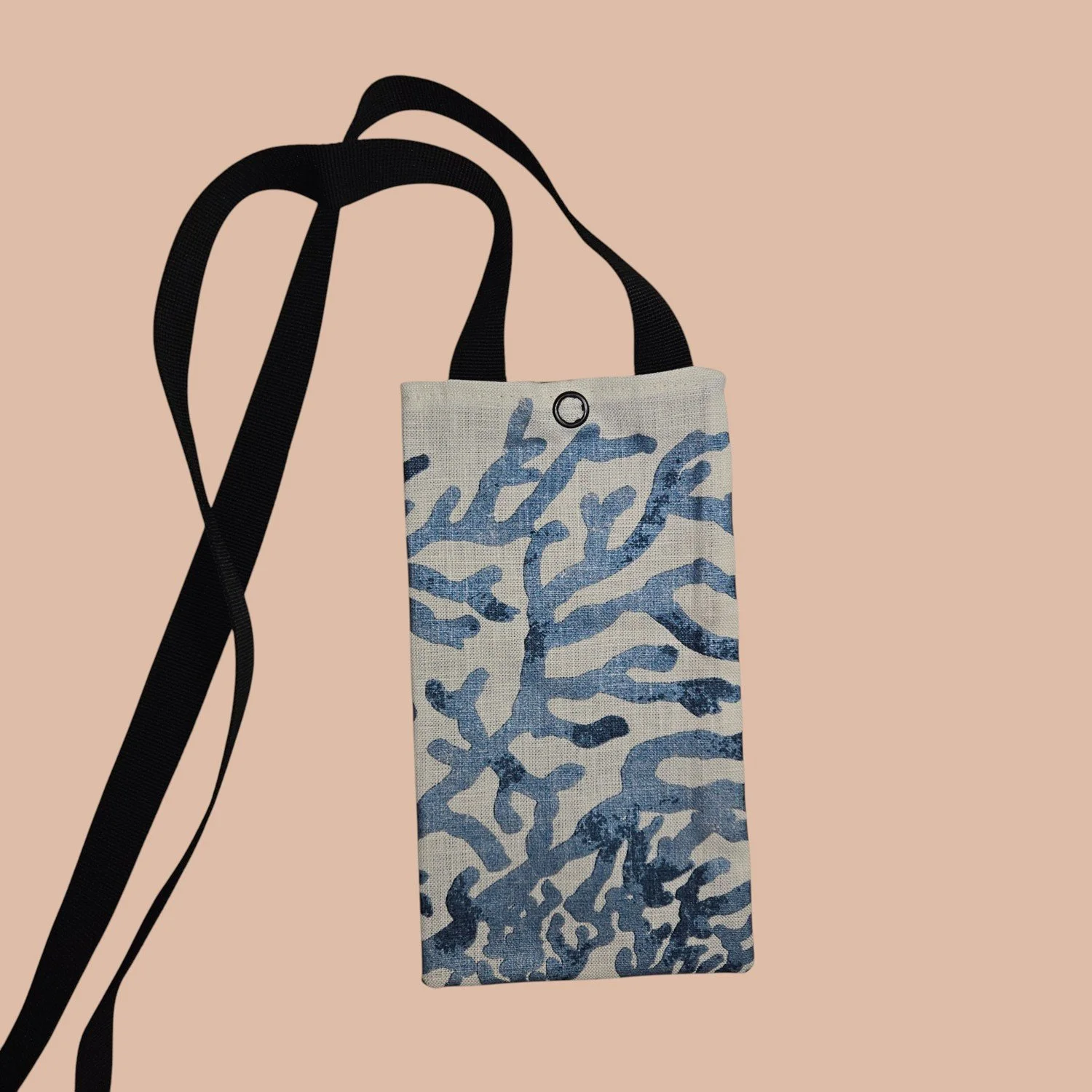 Crossbody Cell Phone Bag - White/ Blue Reef