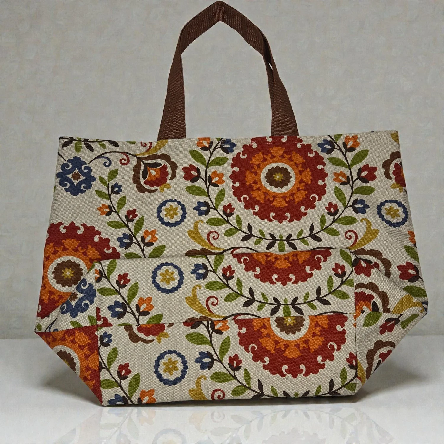 Reusable Grocery Tote Bag - Floral & Vines