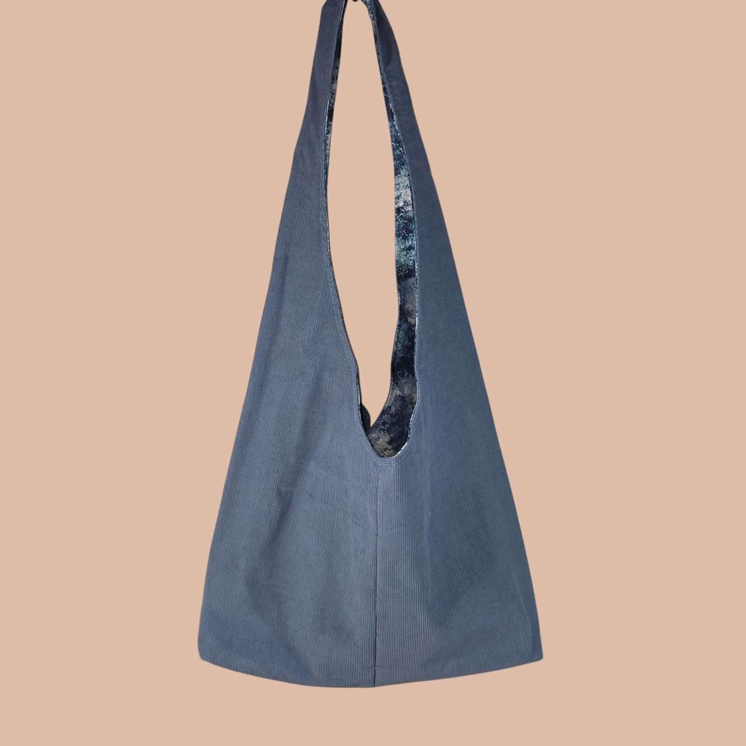 Hobo Shoulder Bag - Blue Corduroy