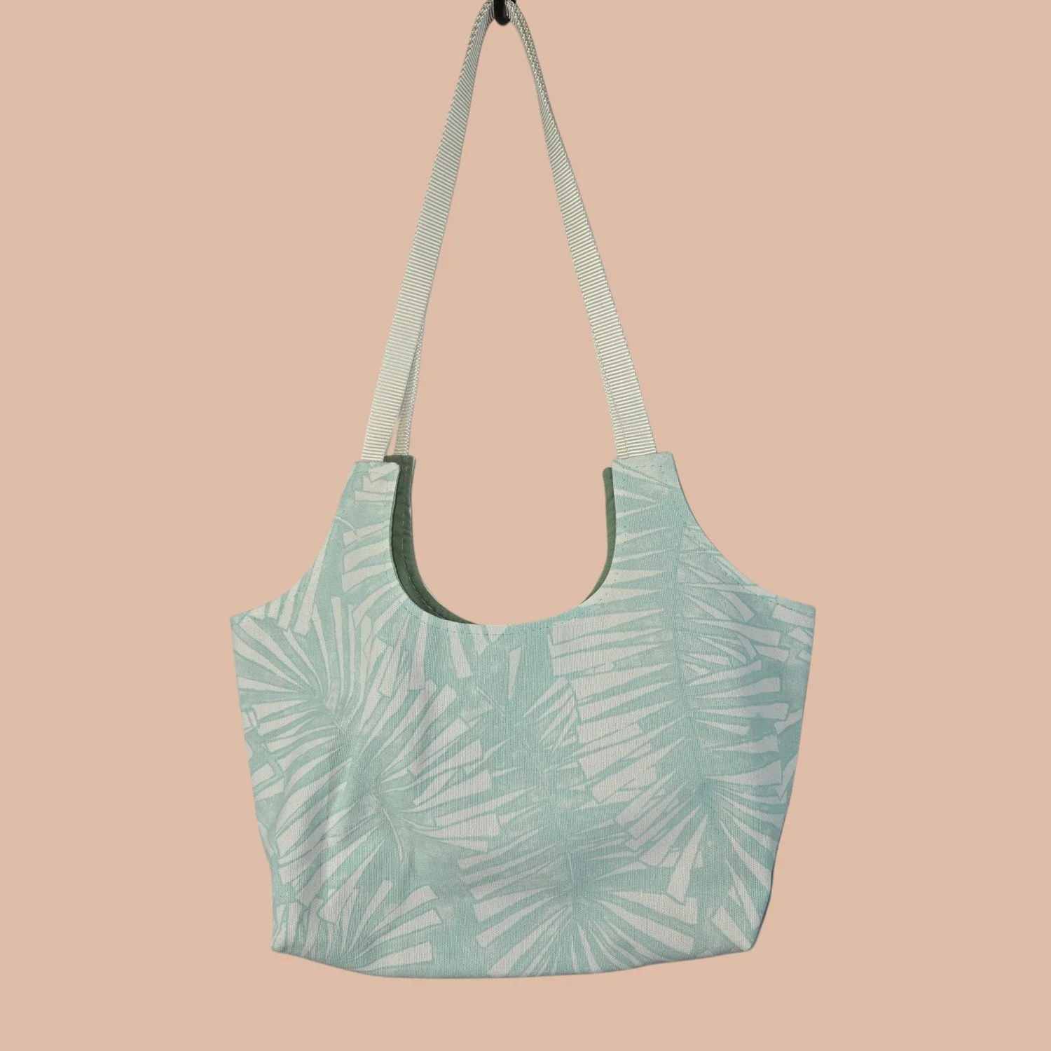 Hobo Tote Bag - Green/White Leaves