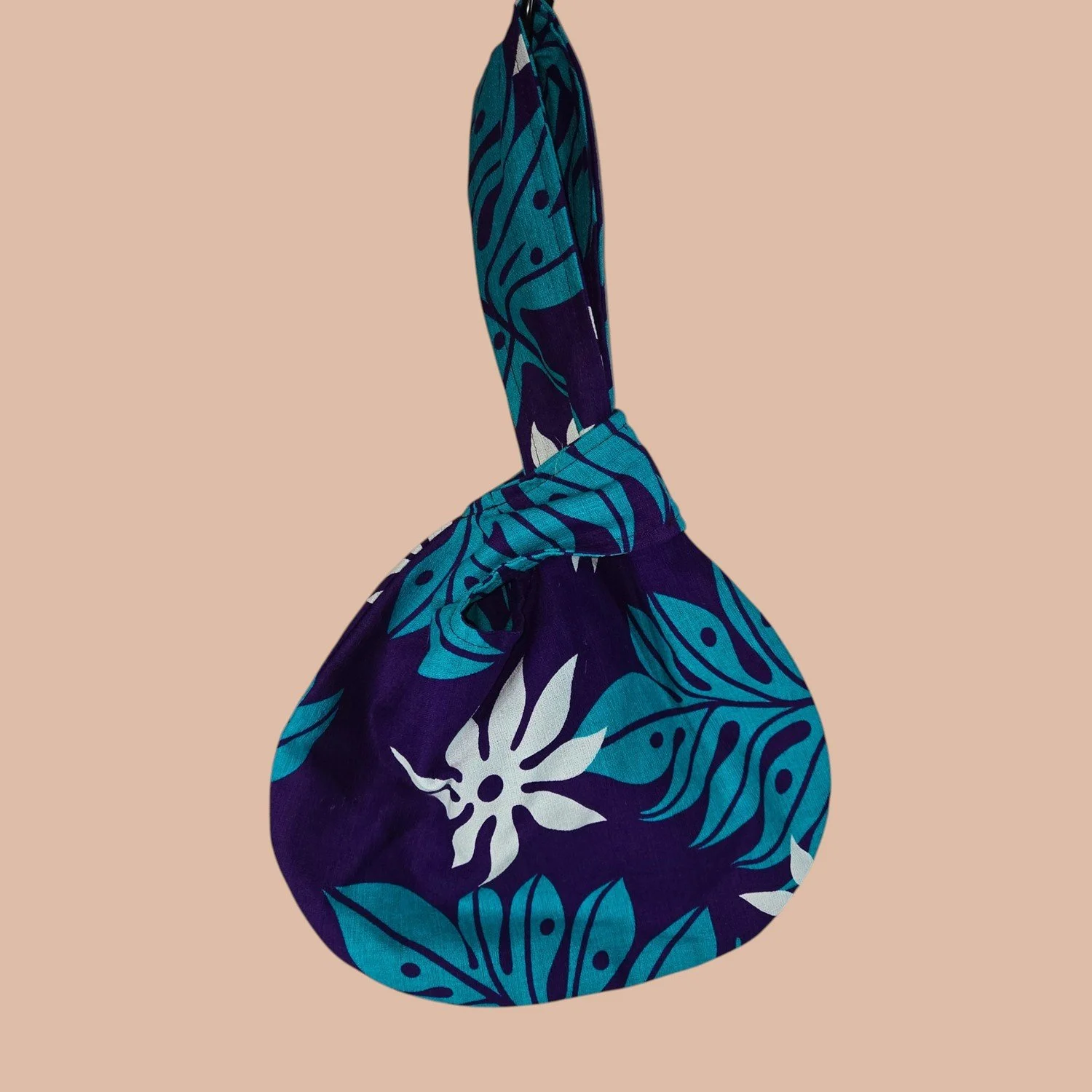 Japanese Knot Bag - Purple/Turquoise Island Pring