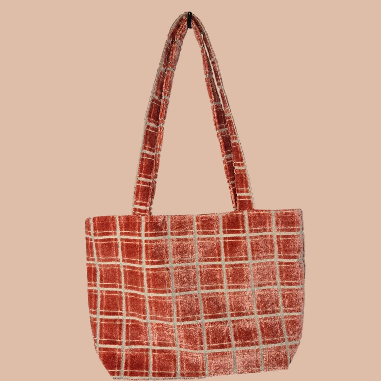 Mini Tote Purse - Textured Coral Squares