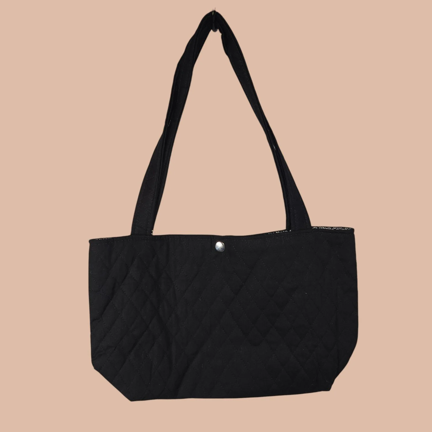 Mini Tote Purse - Quilted Black Cotton