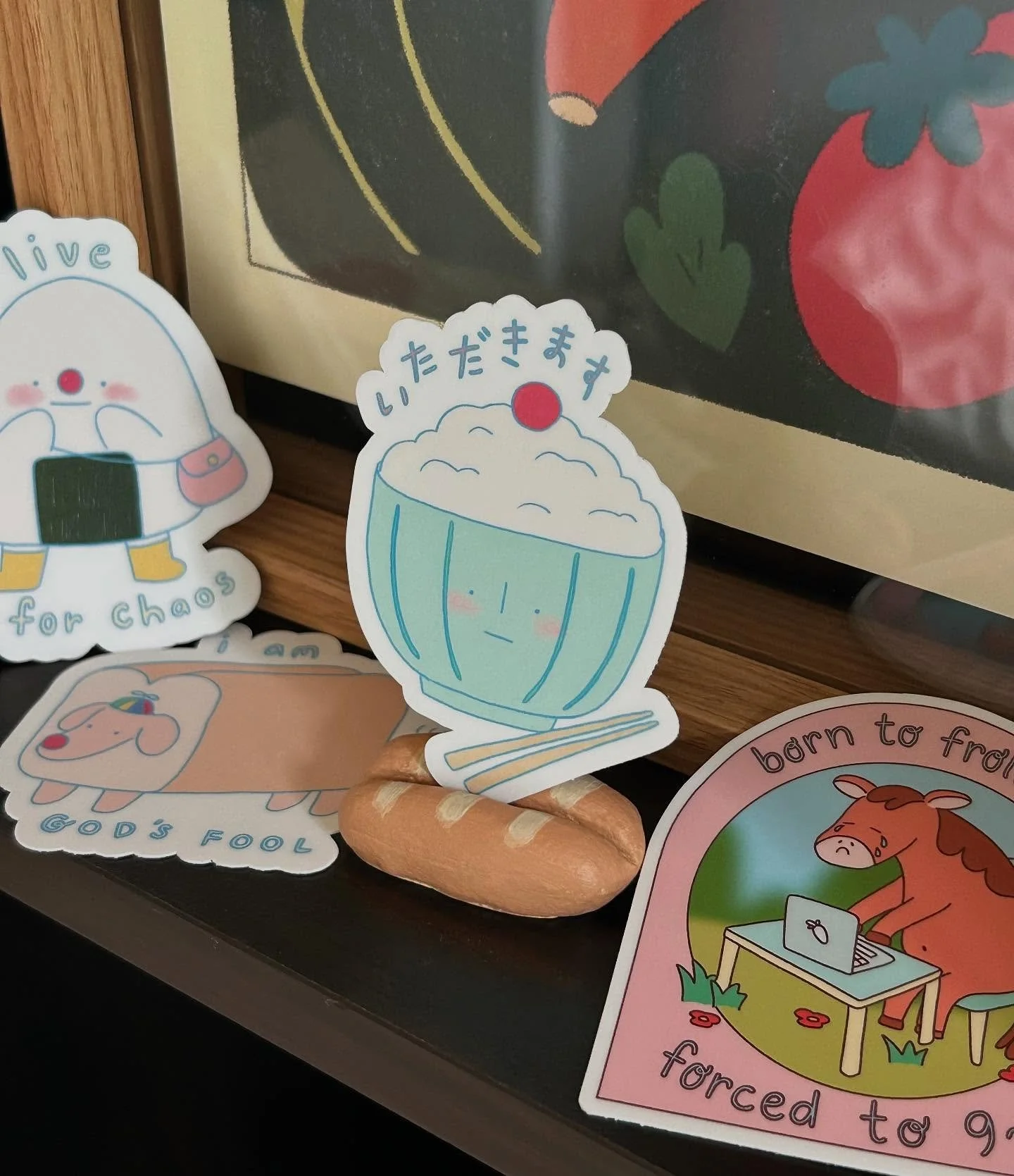 I have stickers now and they make me giggle. 

3x3 inch, weatherproof &amp; dishwasher safe 🌦️
Available first this festival weekend! 🌸