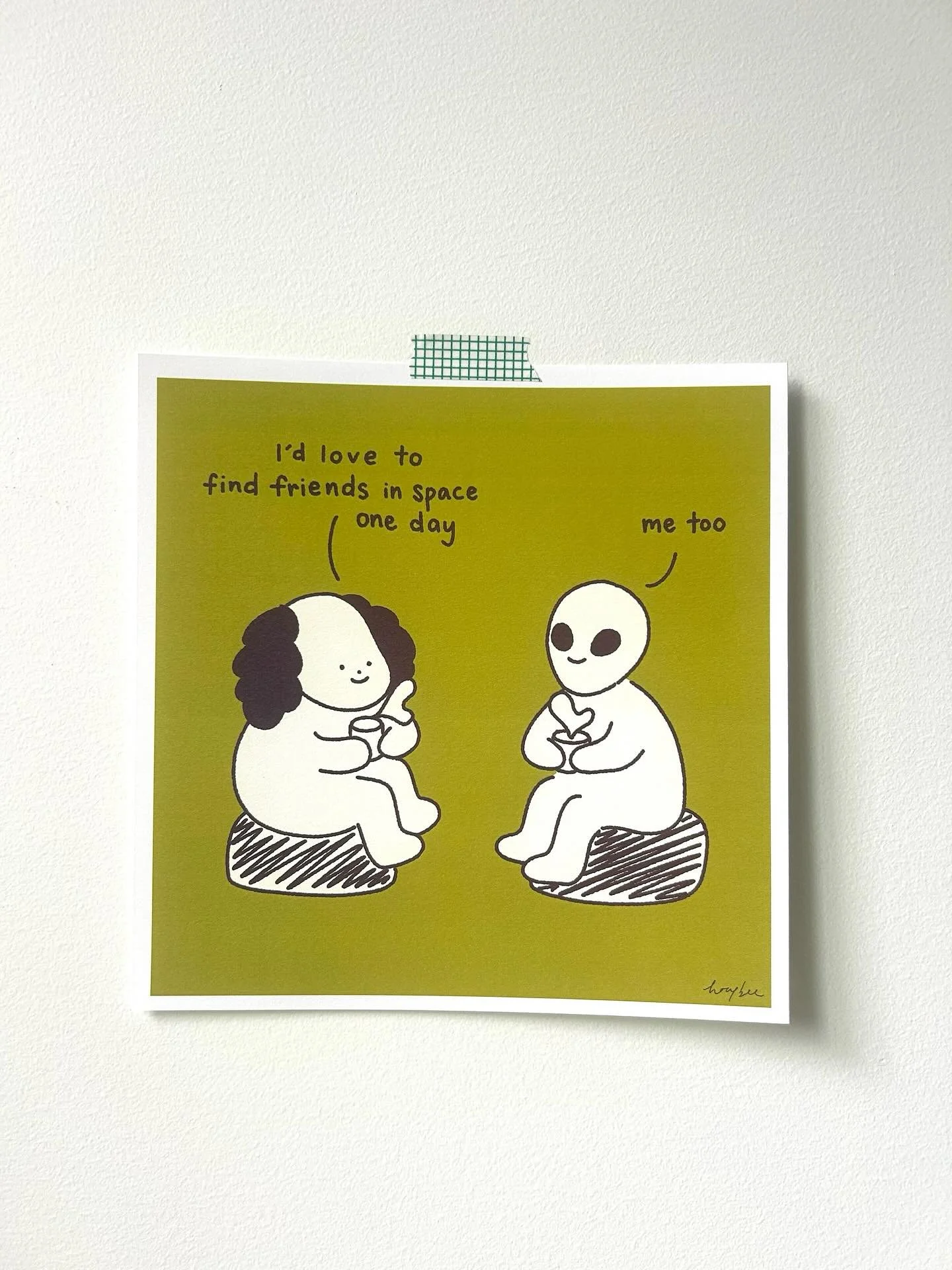 space friends, a print! 🪐💛

.
.
.
.
.
.
.
#hazybeestudio #womenwhodraw #canadianartist #illustrationhowl #illustrationartists #digitalart #イラストグラム #colorinspiration #spaceillustration