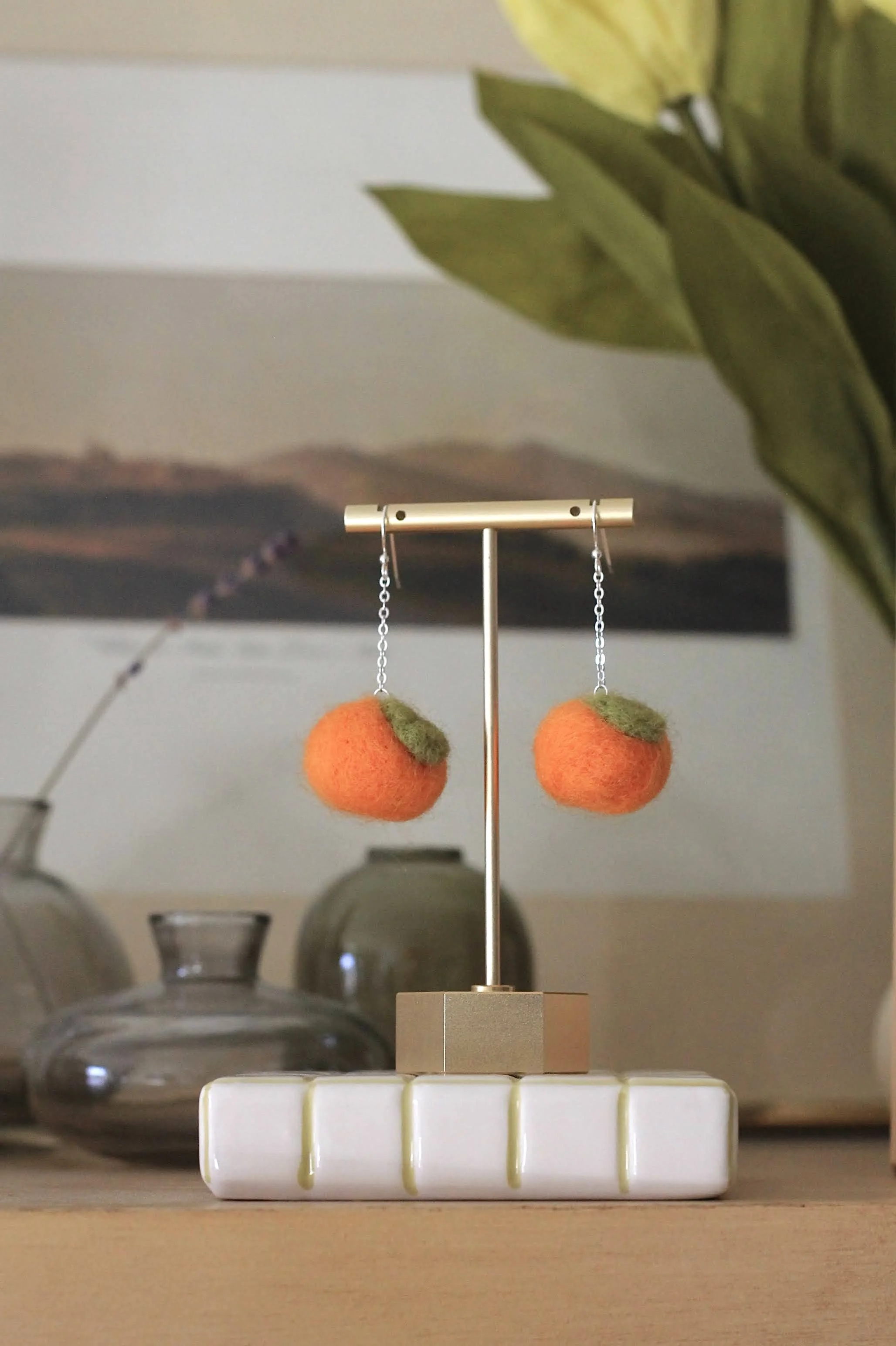 Tangerine Felted Earrings