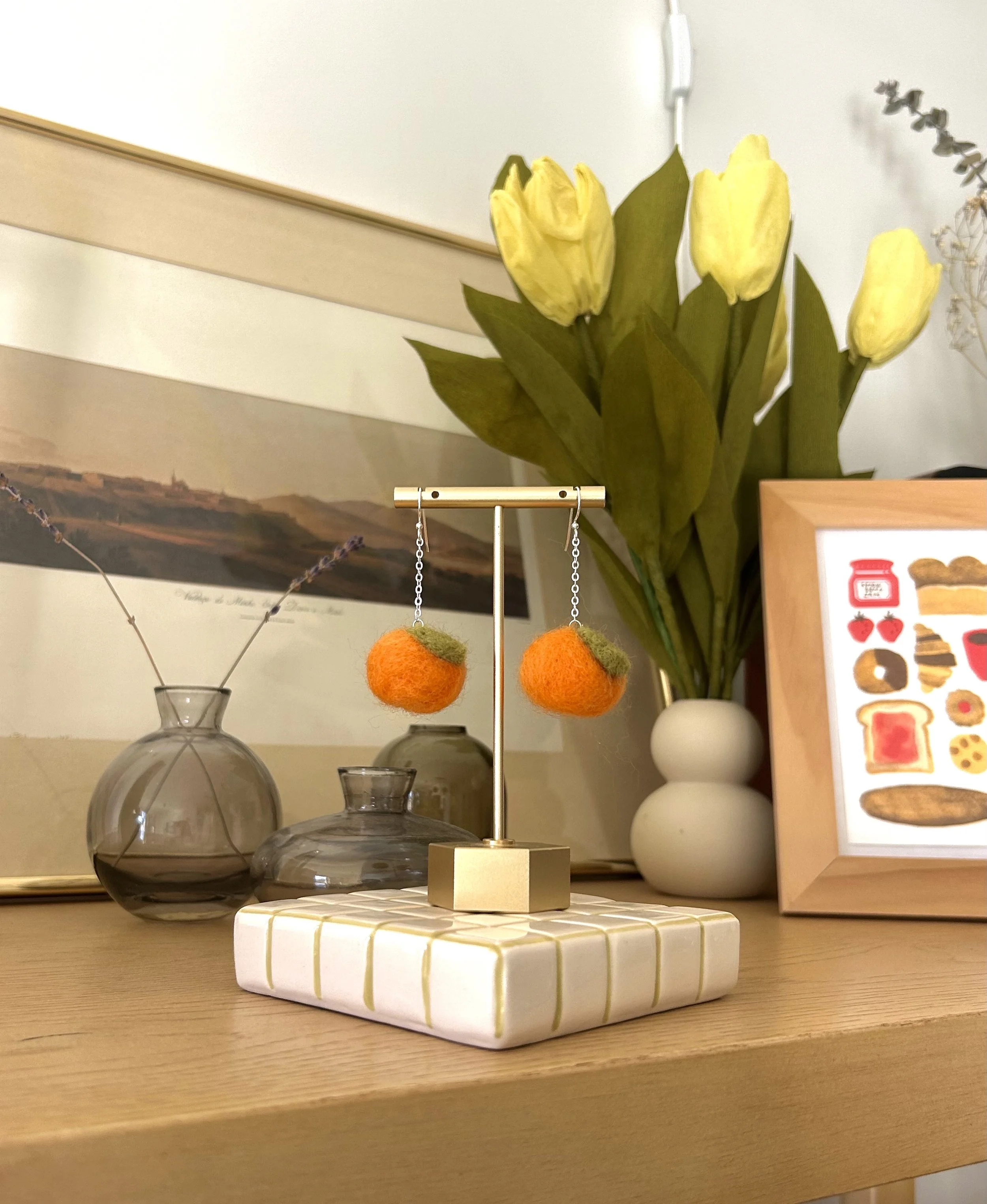 Tangerine Felted Earrings