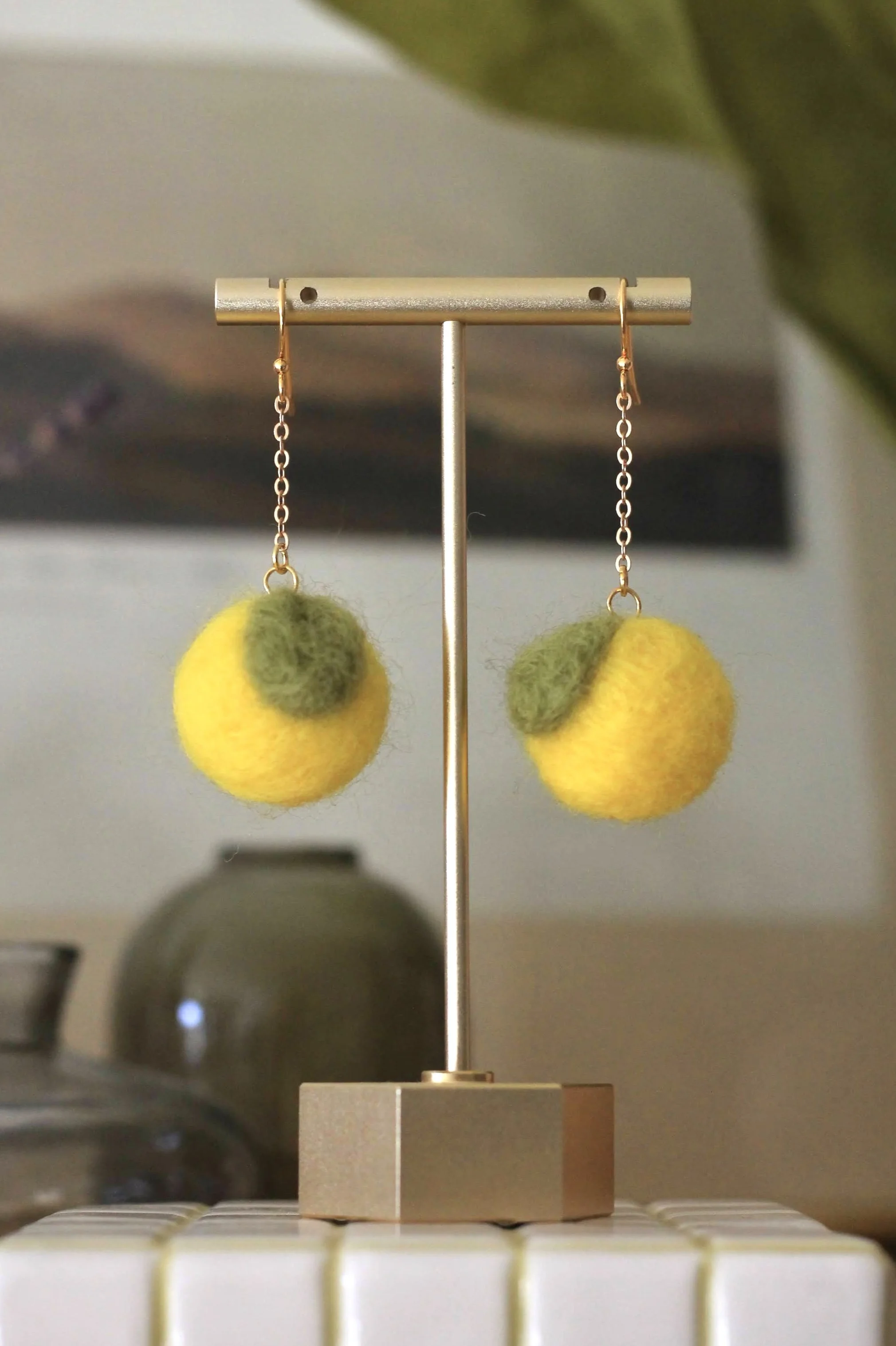 JUMBO Yuzu Felted Earrings