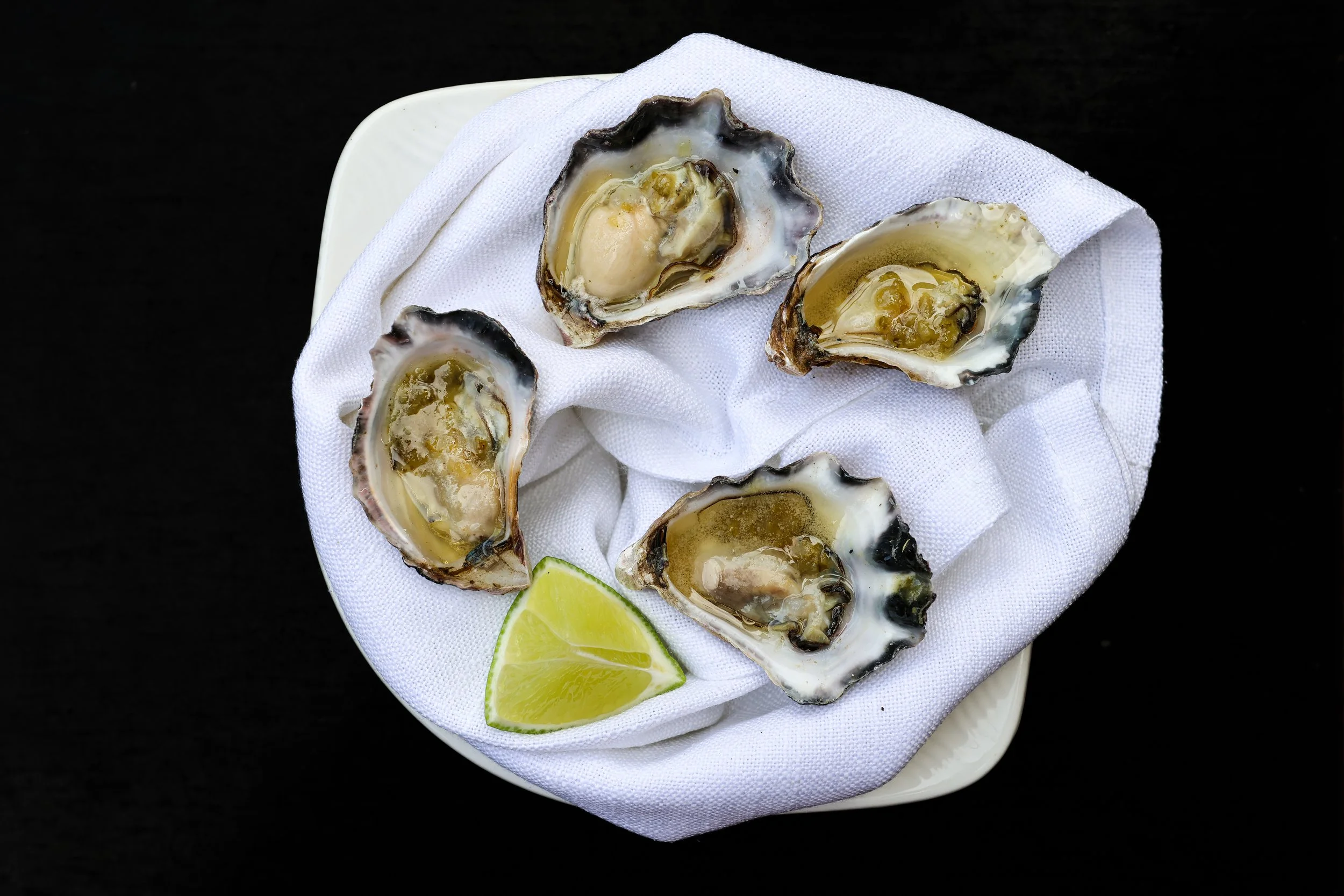 hot oysters, beef fat 