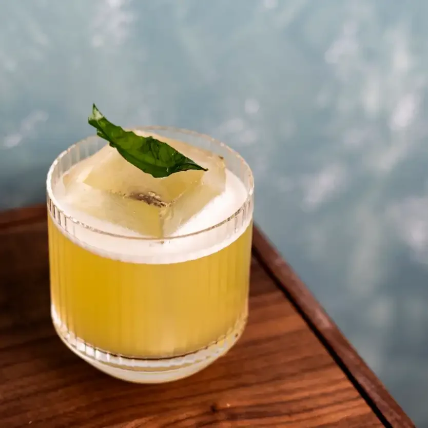 Straight from hell cocktail with jalapeño, curry leaves, coconut, verjus, tequila