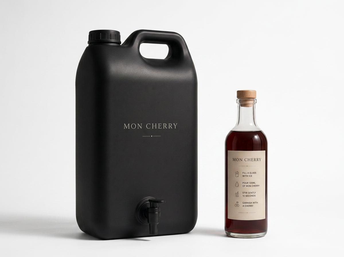 plastic drum with cocktail bottle