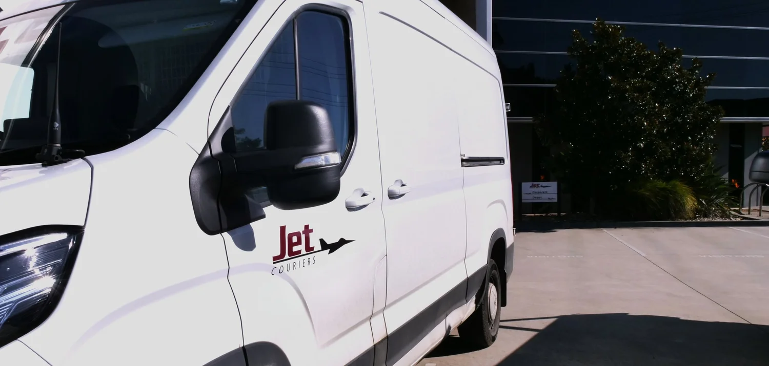 White Jet Couriers van at an Auckland business