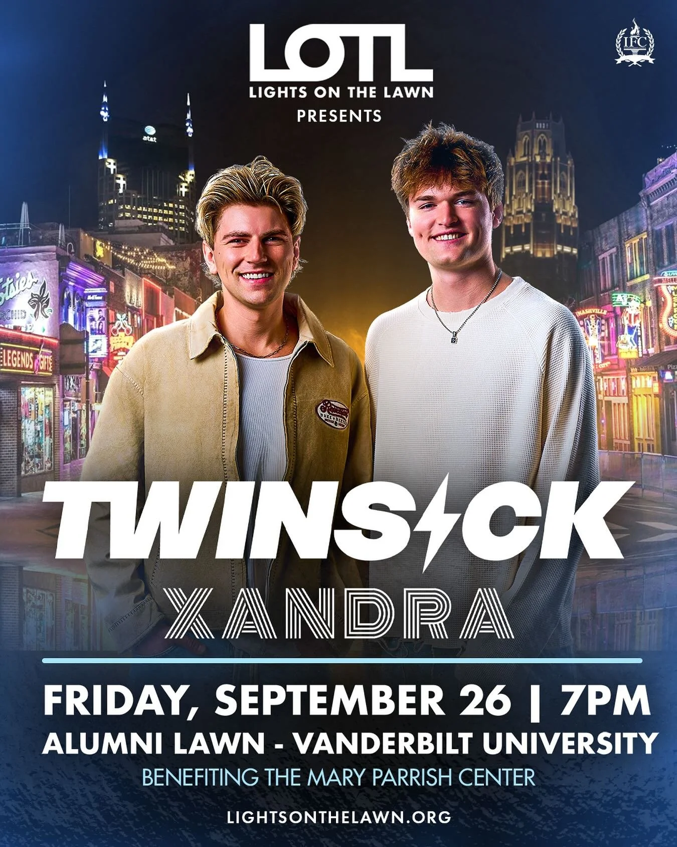 One night. One lawn. All of us. 

Presenting this year&rsquo;s Lights on the Lawn Performers: @twinsick and @xandrapohl ! Get ready for a night to remember and plenty more surprises in store.

Tickets on sale now via link in bio.