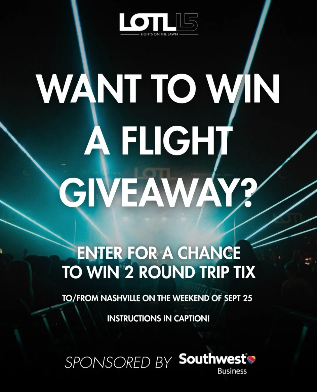 GIVEAWAY TIME‼️ @southwestair is flying you and a friend to Nashville just in time to see @thechainsmokers at our 15th anniversary event on September 25! VANDY ALUMNI, THIS IS CALLING YOUR NAME!!! ✈️

enter below ⬇️
✈️ follow @southwestair and @light