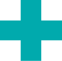 A teal-colored medical cross symbol on a white background.