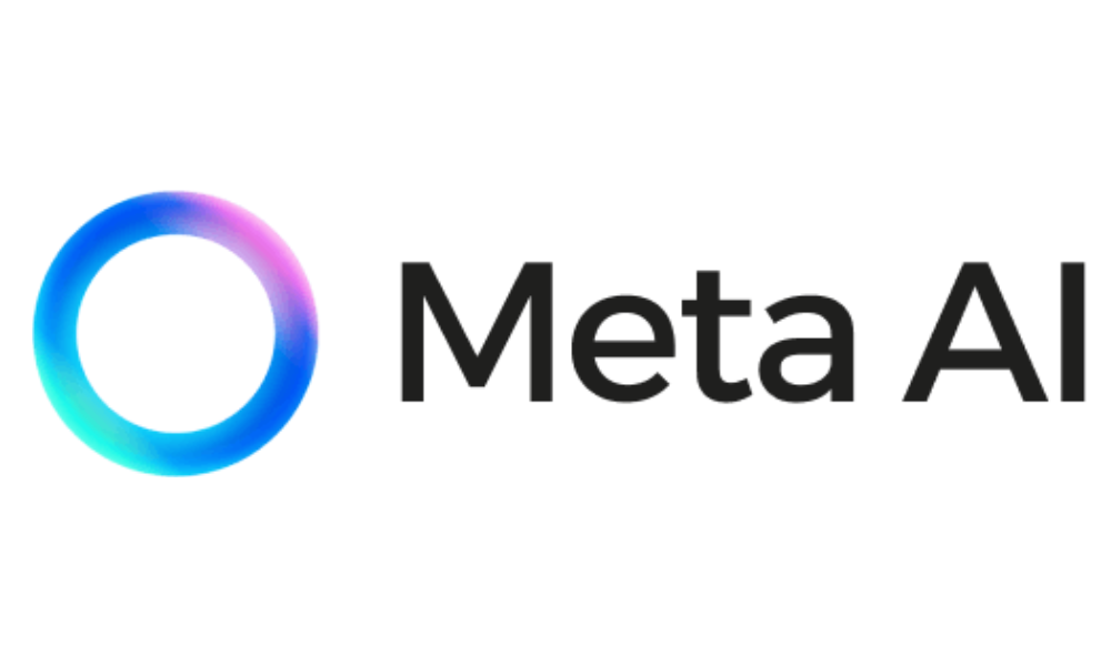 Meta AI logo with a multicolored circular design next to the text "Meta AI"