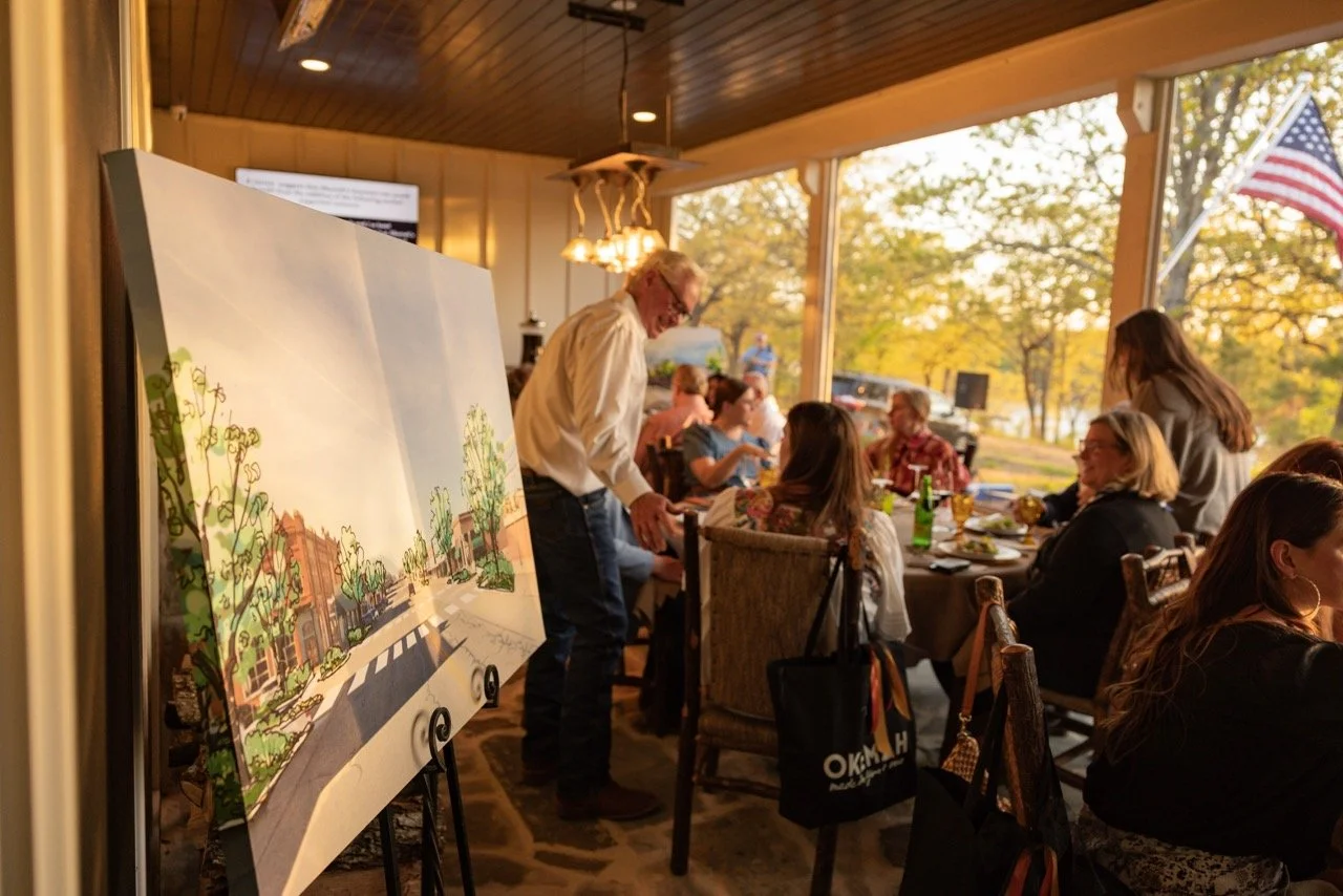 canvas on easel at a dinner