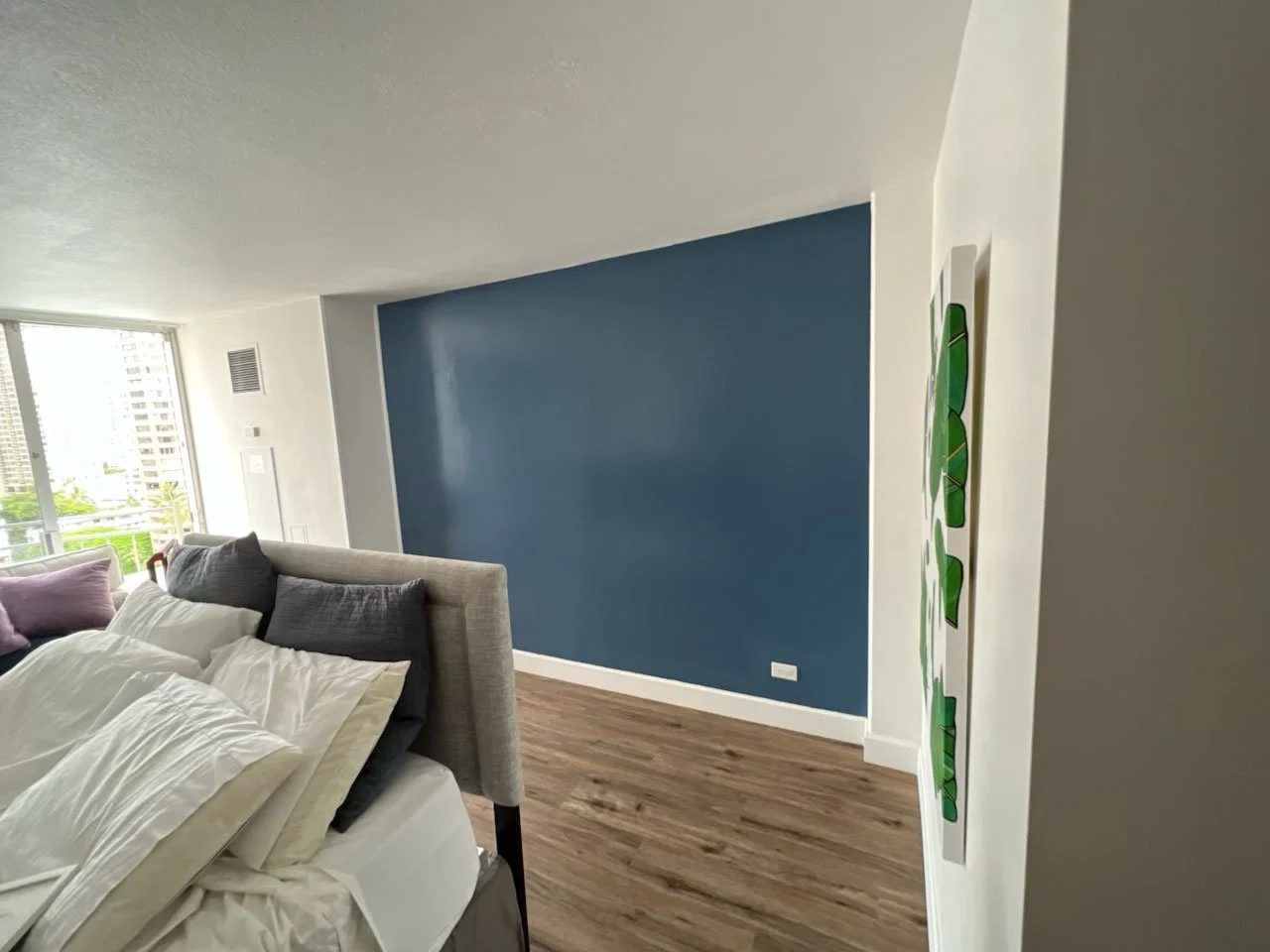 Primed and painted this accent wall