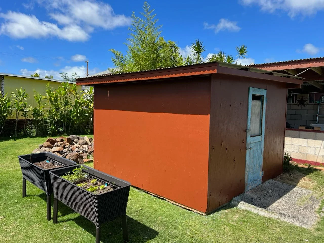 Refinished and painted this outdoor shed