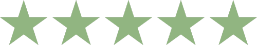 Five green five-pointed stars in a row.