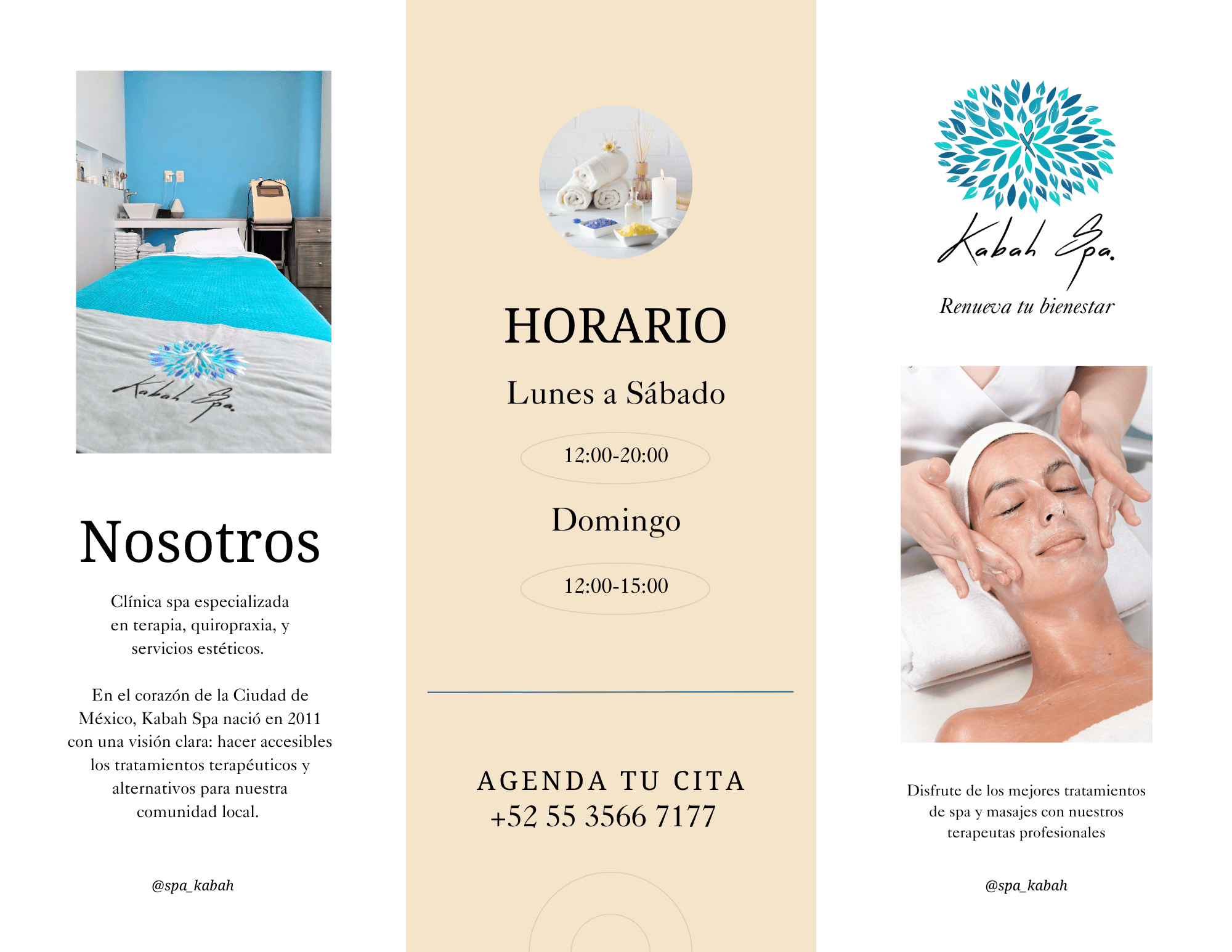kabah spa menu triptico made on canva