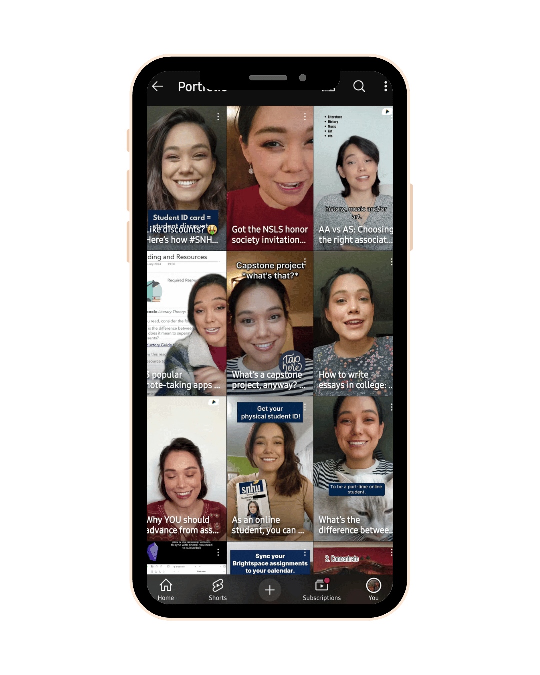 youtube shorts portfolio snhu