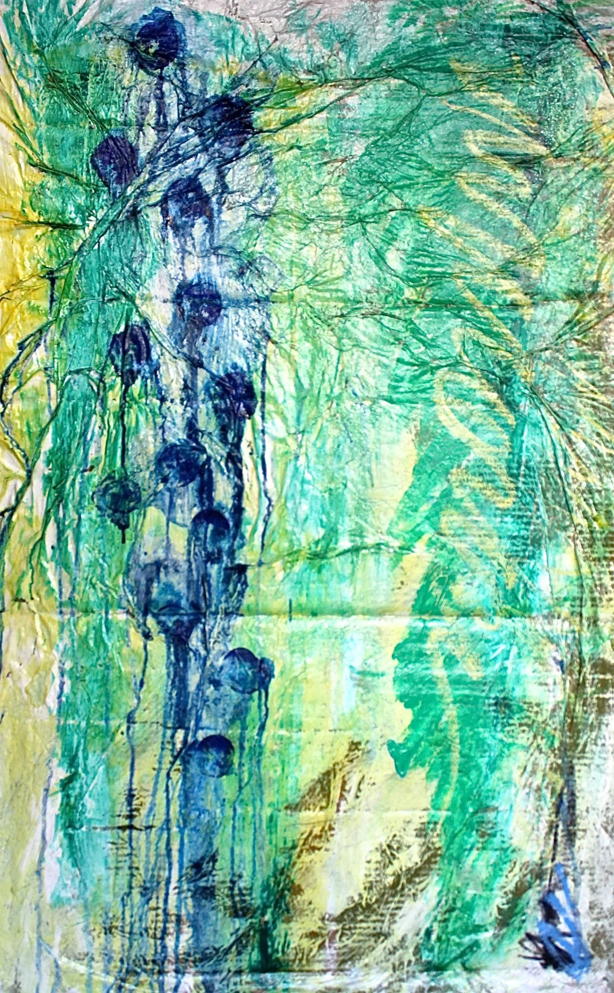 Naturescape Series - BlueBerry Panel II Part II - Oil Stick, Pigment, Majorelle Blue, Gouache, Acrylic & White Glue on Paper fixed on Recycled Cardboard - 31.5x46.4' - 2015.jpg