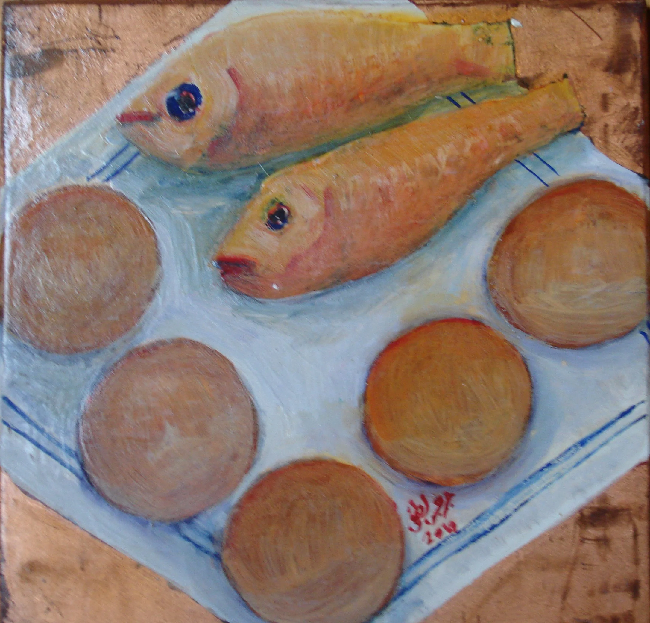 Fish- GoldLeafTempraEgg Yolk on Wood - 11.8'x11.8' (30x30cm) - 2012.JPG