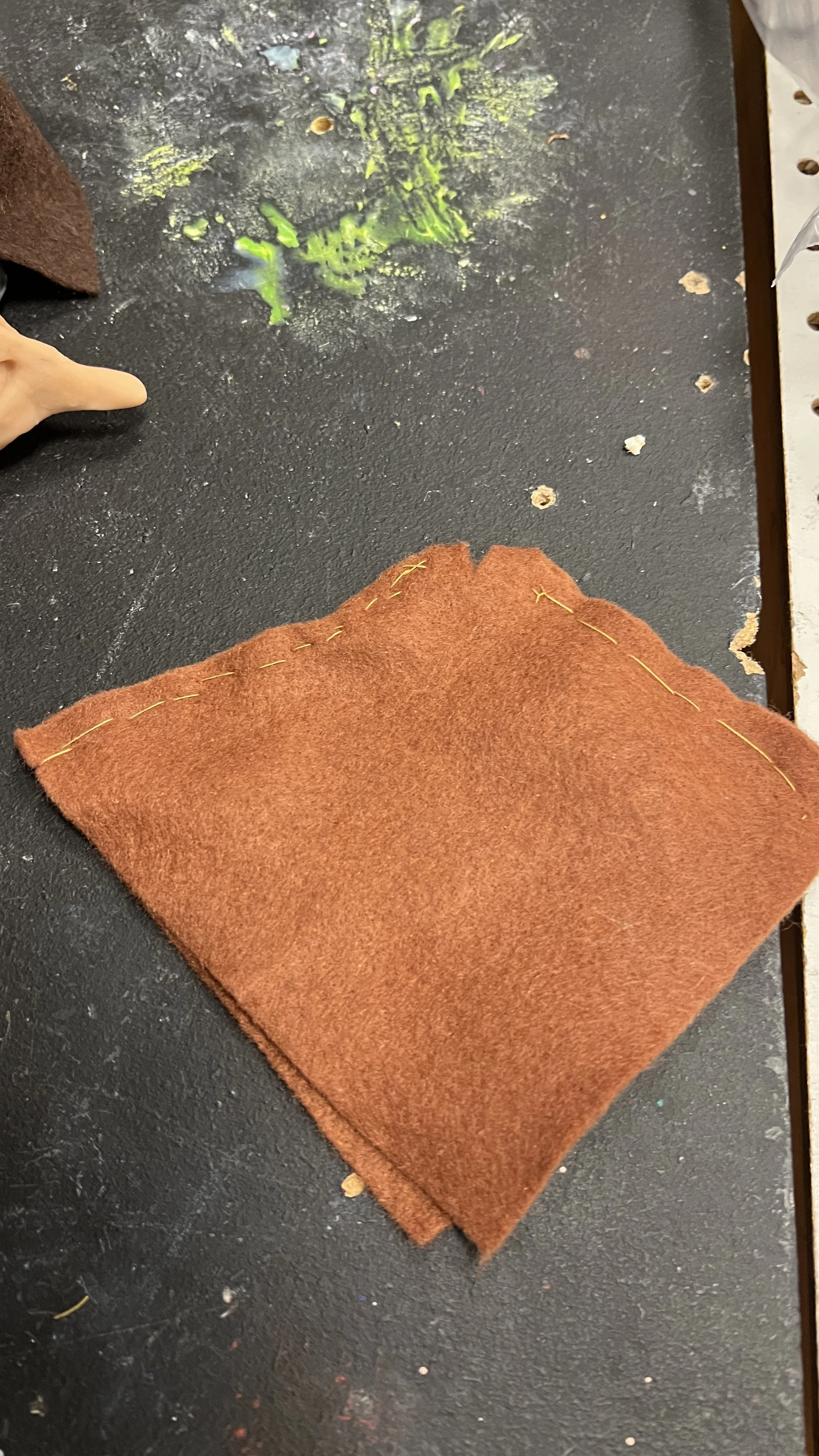 Sewing poncho from inside