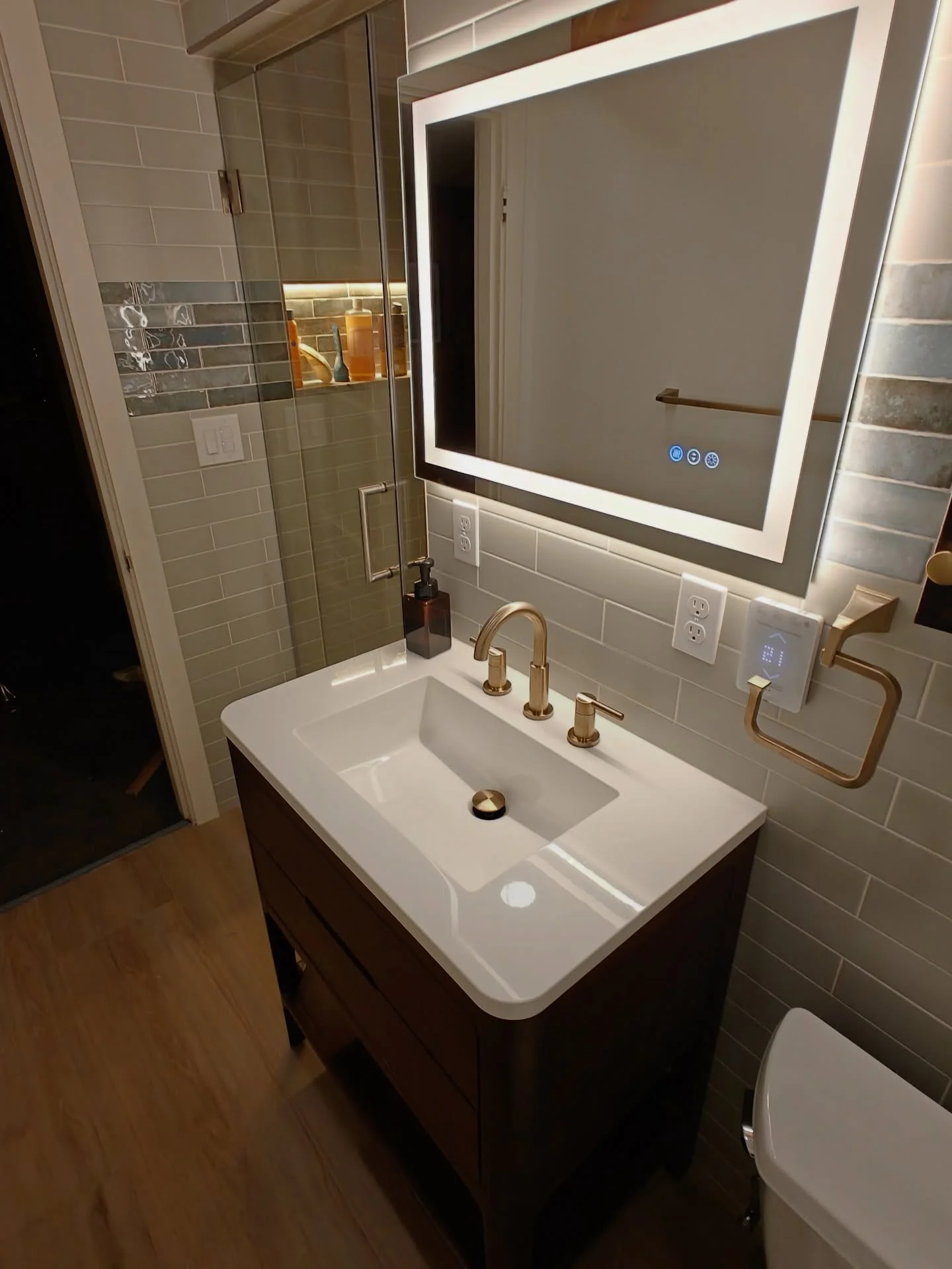 Modern design
Perfect tile geometry
Clean grout lines and crisp details
Backlit niches
Glass shower enclosure
Thoughtfully planned lighting
Natural and durable materials

We don&rsquo;t just do renovations &mdash; we create comfort and aesthetics you