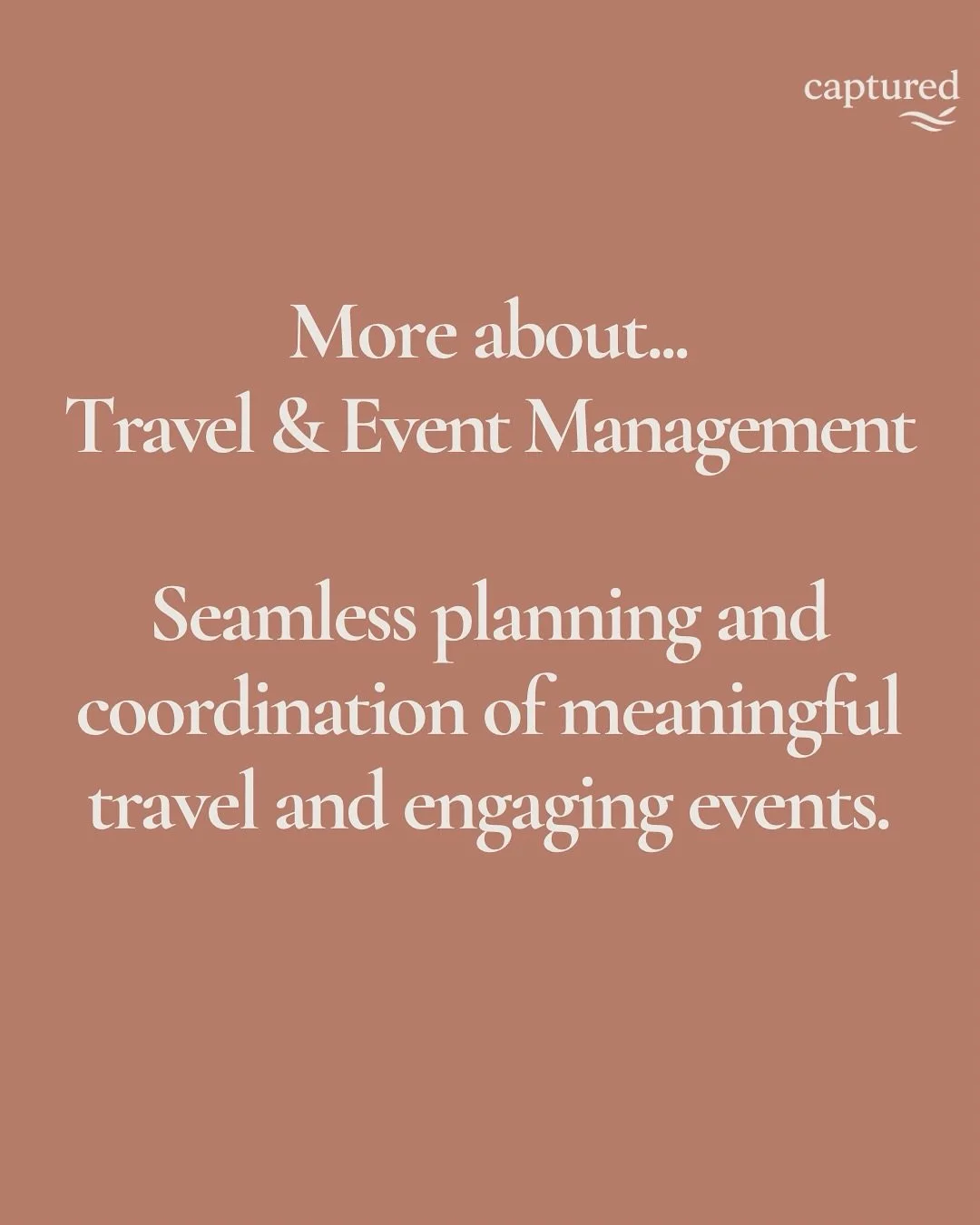 More about&hellip; Travel and Event Management.

Take the stress out of business travel and the frustration out of event logistics and hand it to the experts so you can reap the benefits of smooth and successful meaningful travel and engaging events 
