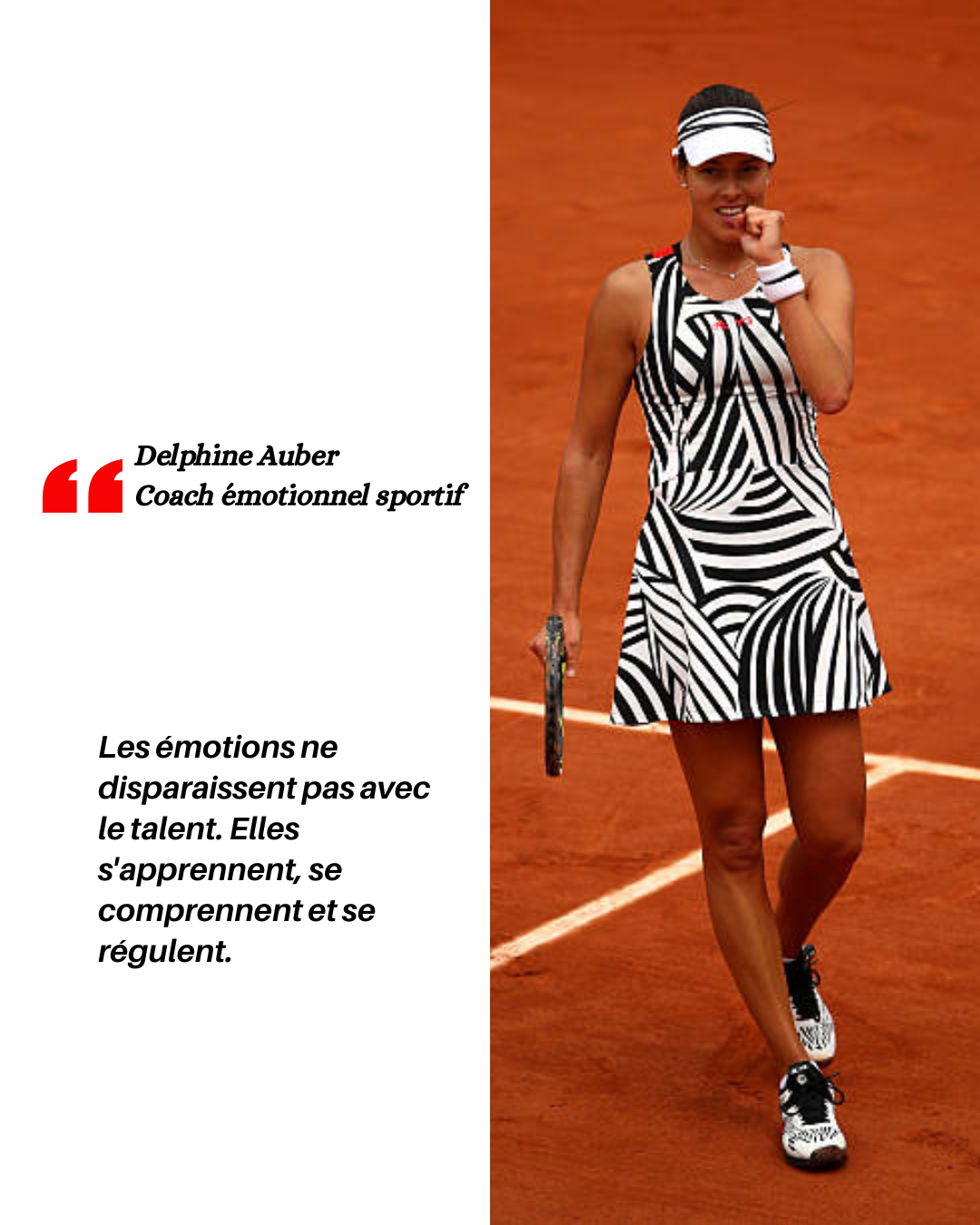 Ana Ivanović sur un court en terre battue, tenant une raquette, portant une visière et un bracelet noir et blanc.