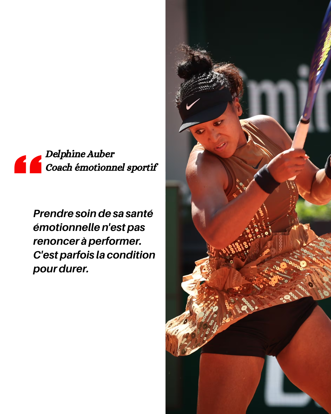 Naomie Osaka, joueuse de tennis en action lors du tournoi de Roland-Garros.