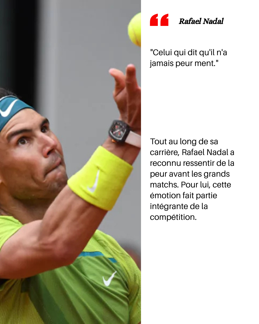 Photo de Rafael Nadal en action lors d'un match, en train de servir.