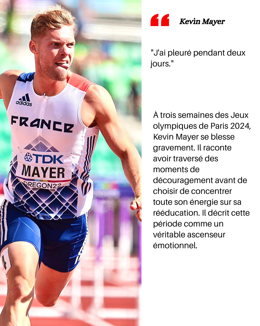 Portrait de Kevin Mayer en train de courir lors des Jeux olympiques de Paris 2024